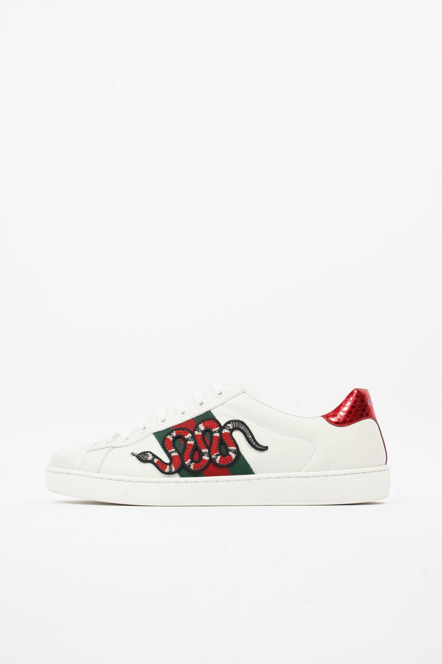 Gucci Ace Arg Snake White / Red / Green Leather EU 42.5 UK 8.5