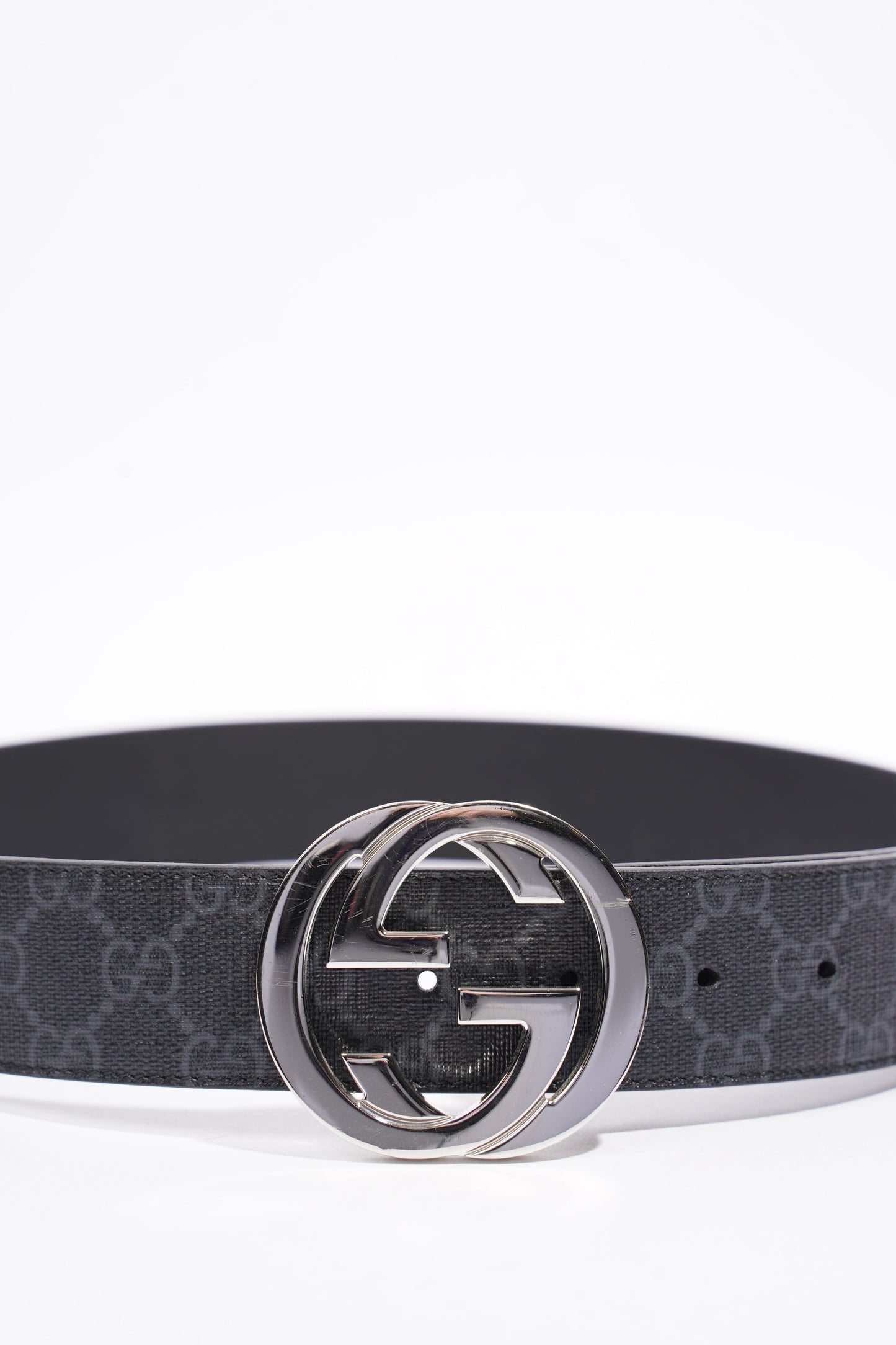 Gucci GG Supreme Belt Black Leather 80cm 32"
