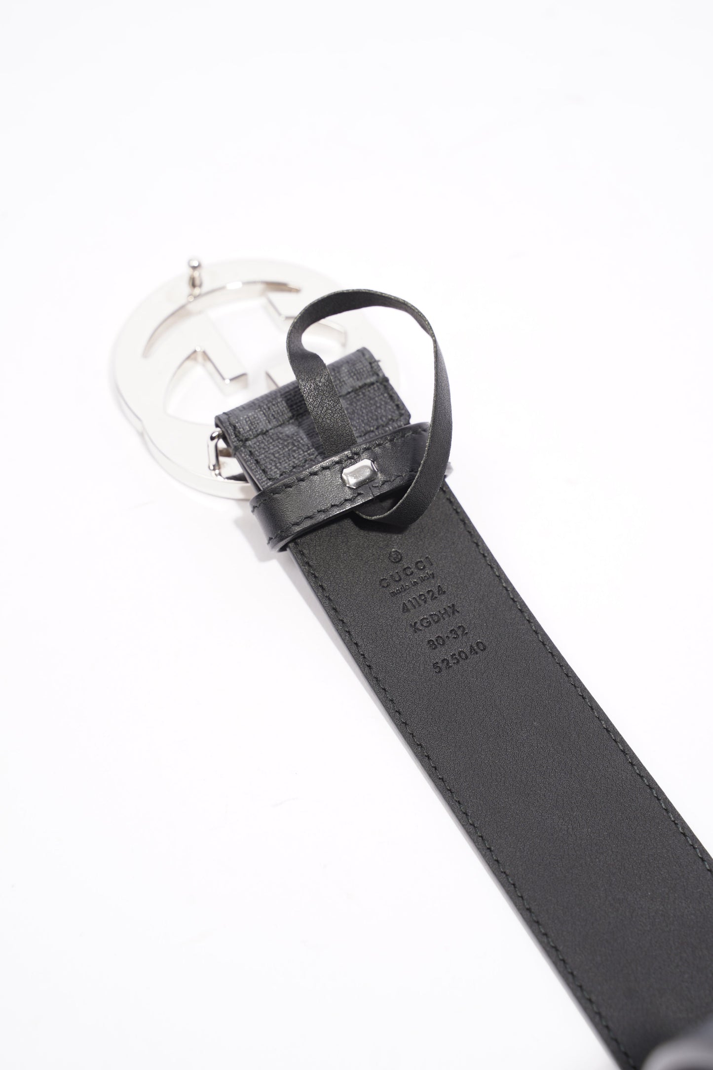 Gucci GG Supreme Belt Black Leather 80cm 32"