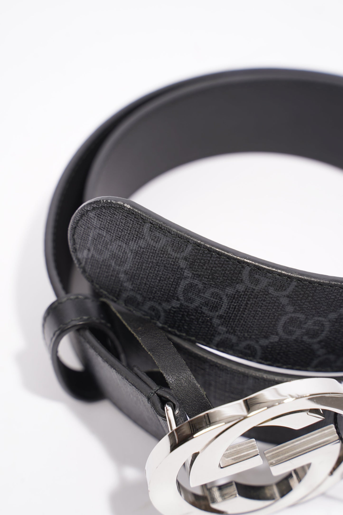 Gucci GG Supreme Belt Black Leather 80cm 32"