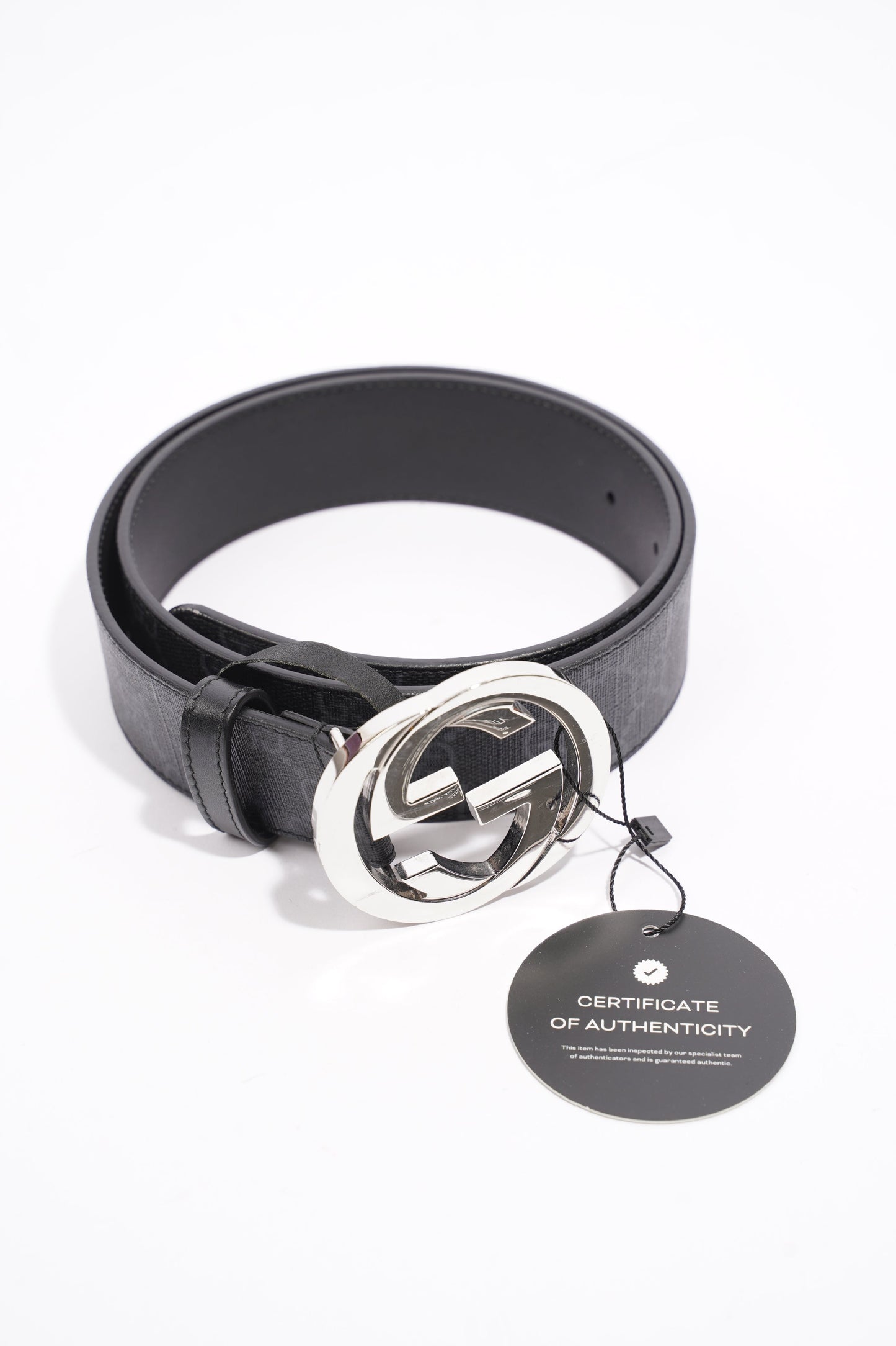 Gucci GG Supreme Belt Black Leather 80cm 32"