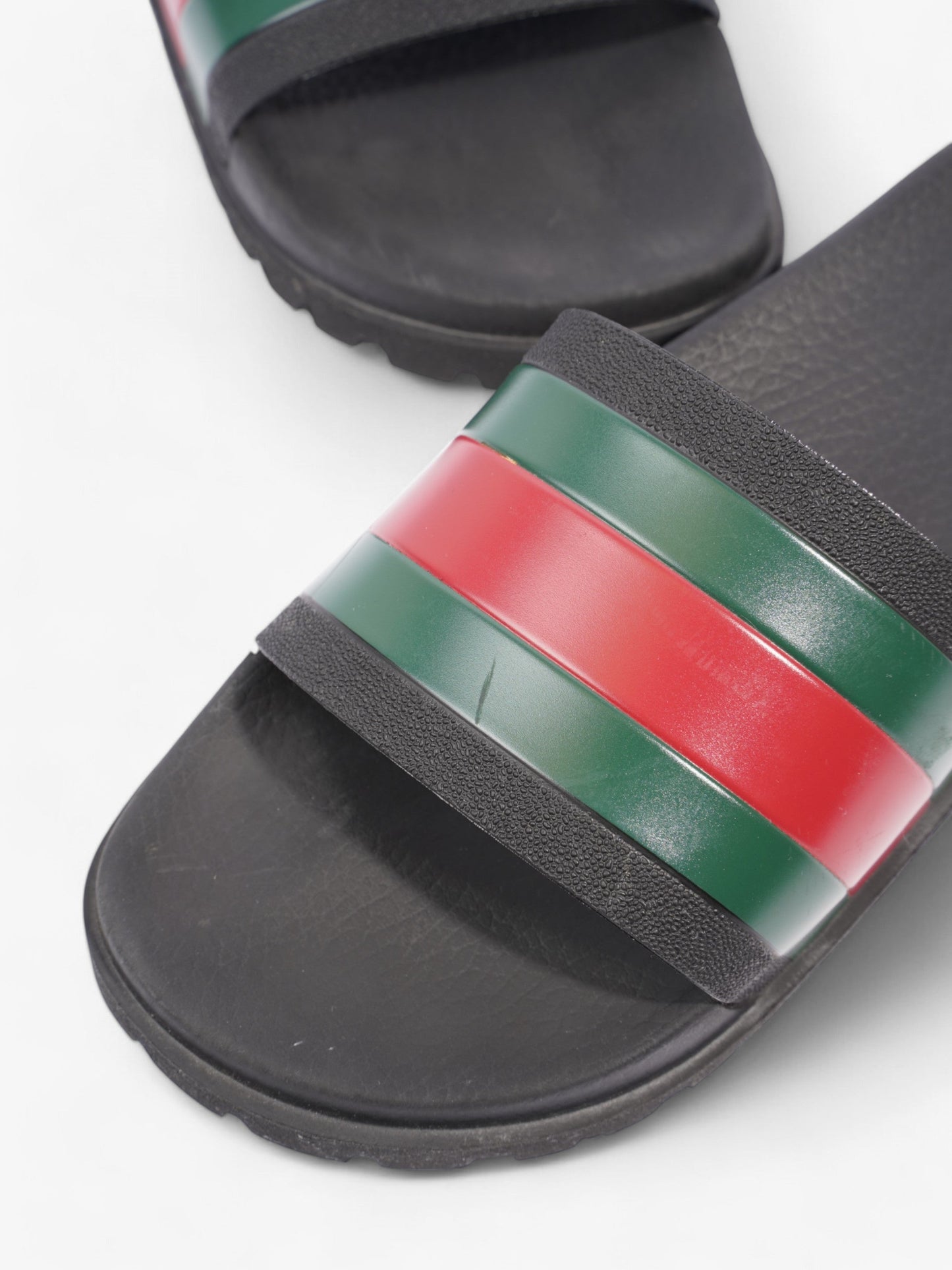 Gucci Pursuit Trek Slides Black / Green / Red Rubber EU 43 UK 9