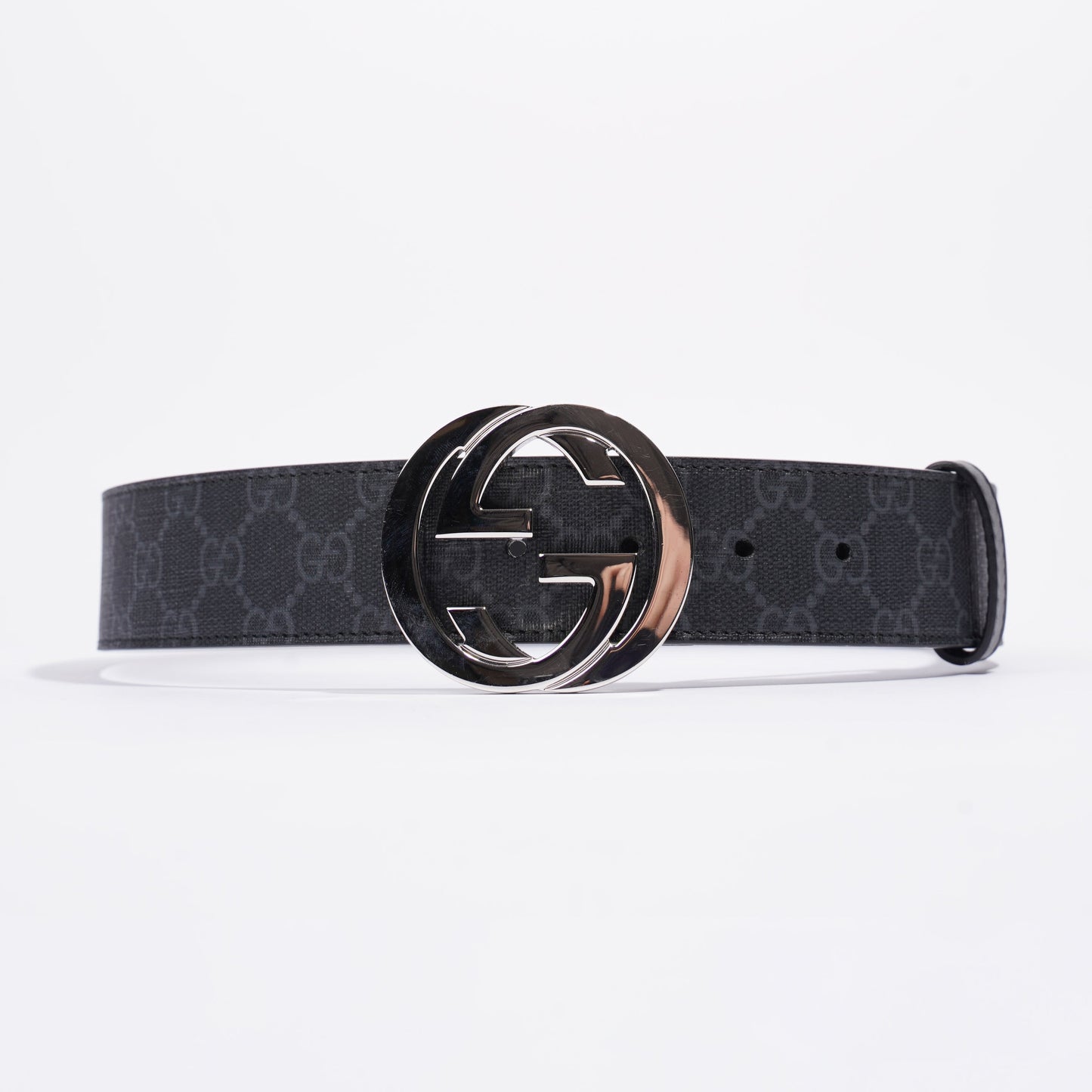 Gucci Supreme Belt With G Buckle Black Coated Canvas 75cm 30"