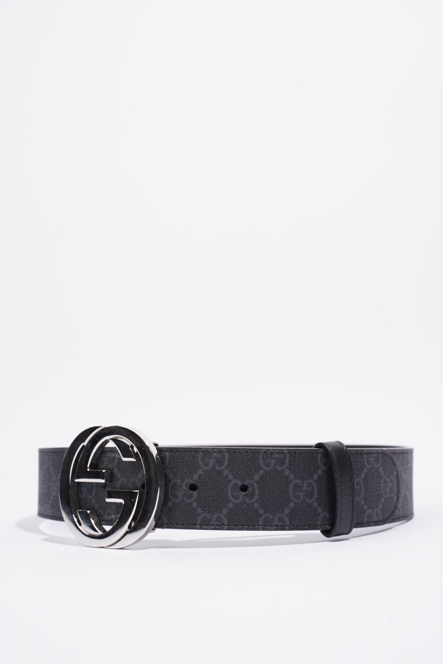 Gucci Supreme Belt With G Buckle Black Coated Canvas 75cm 30"