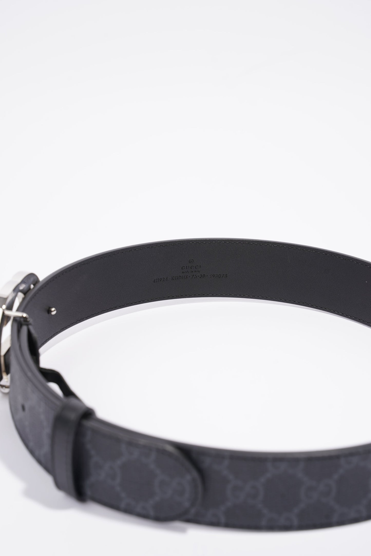Gucci Supreme Belt With G Buckle Black Coated Canvas 75cm 30"