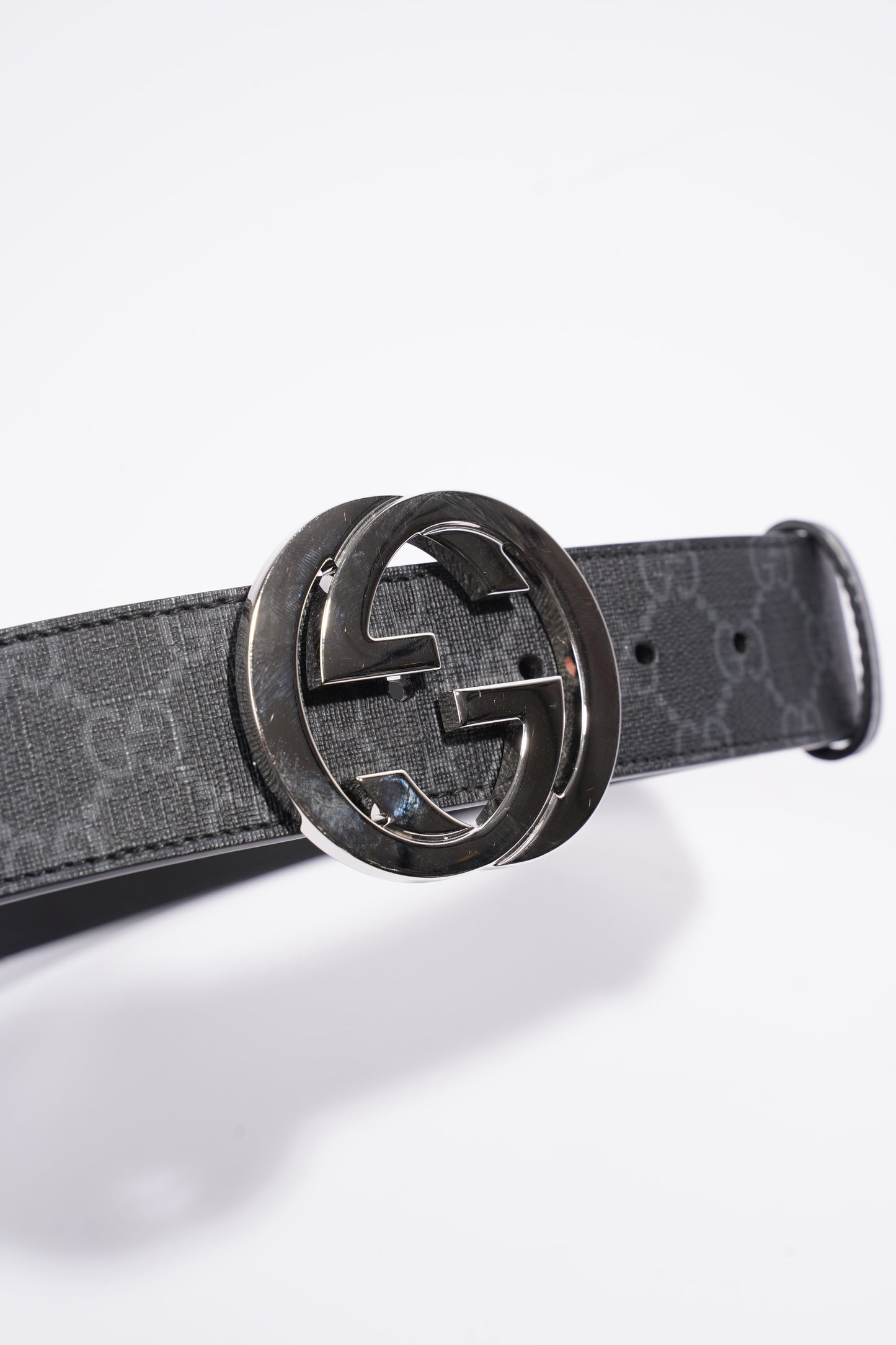 Gucci Supreme Belt With G Buckle Black Coated Canvas 75cm 30"