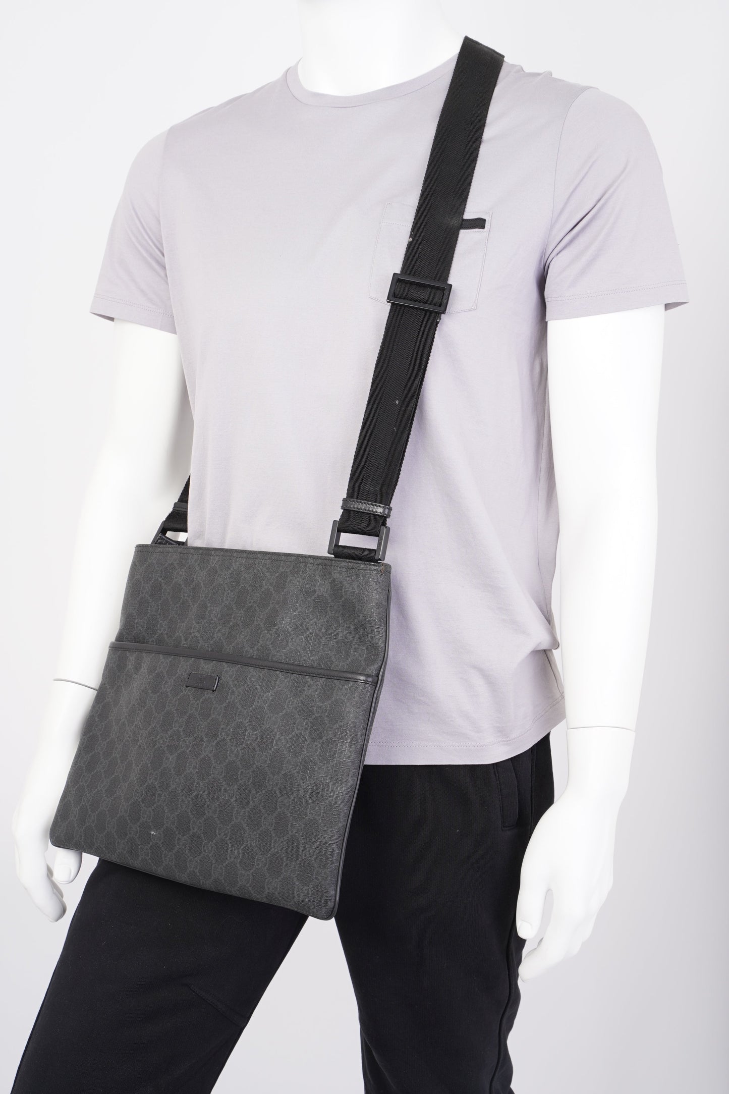 Gucci GG Messenger Bag Black Coated Canvas