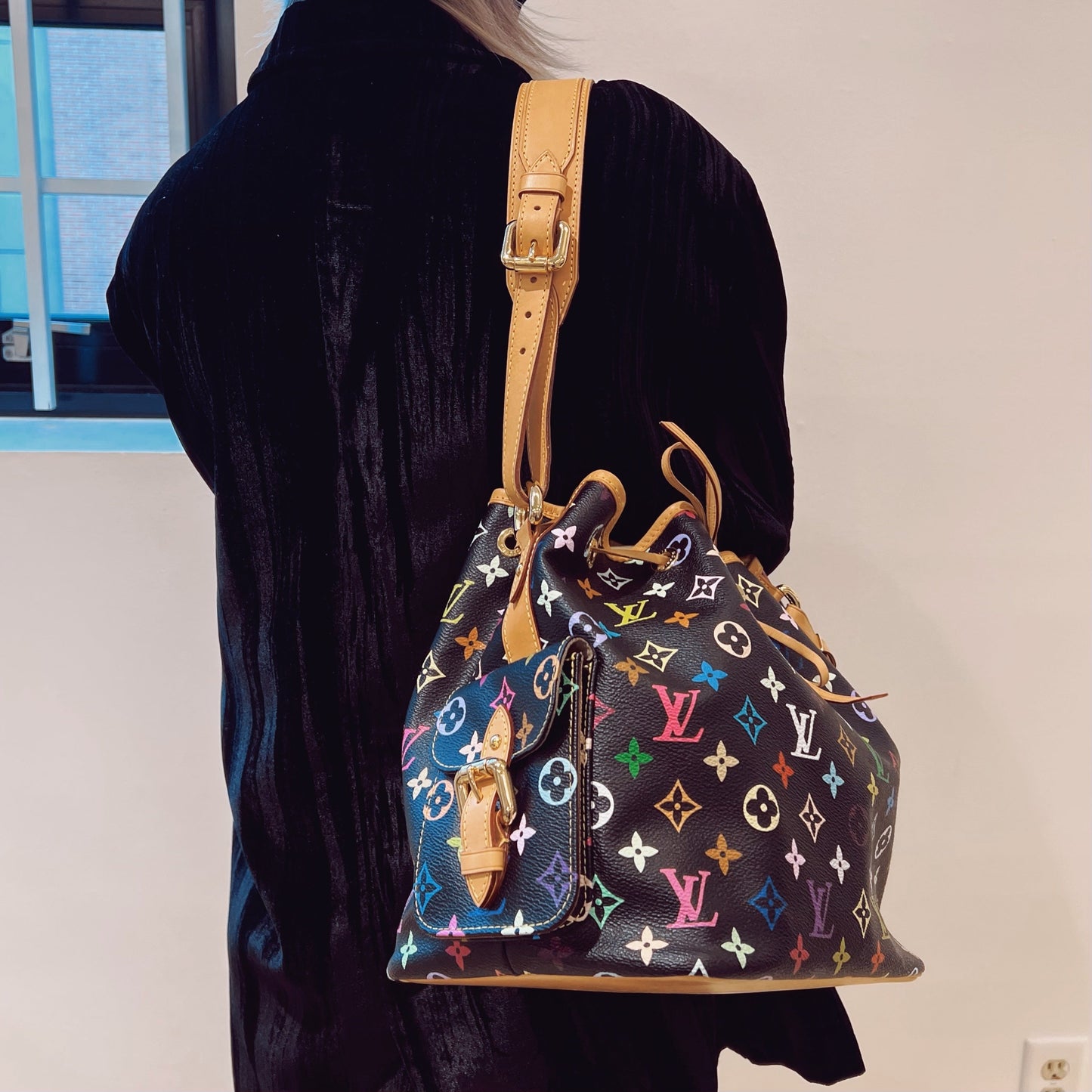 Louis Vuitton Black Monogram Multicolor Petit Noe Bag
