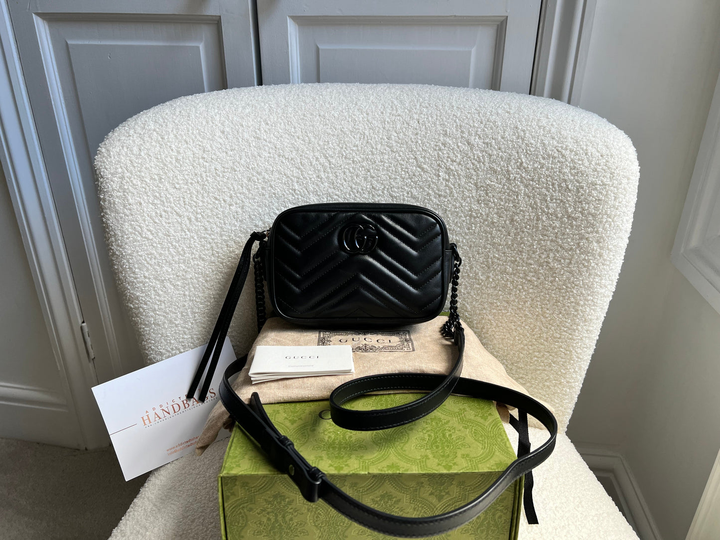 Gucci GG Black on Black Marmont Mini Shoulder Bag (RRP £1,160)