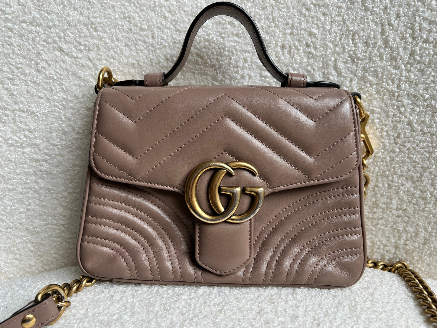 Gucci GG Dusty Pink Marmont Mini Top Handle Bag (RRP £1,890)