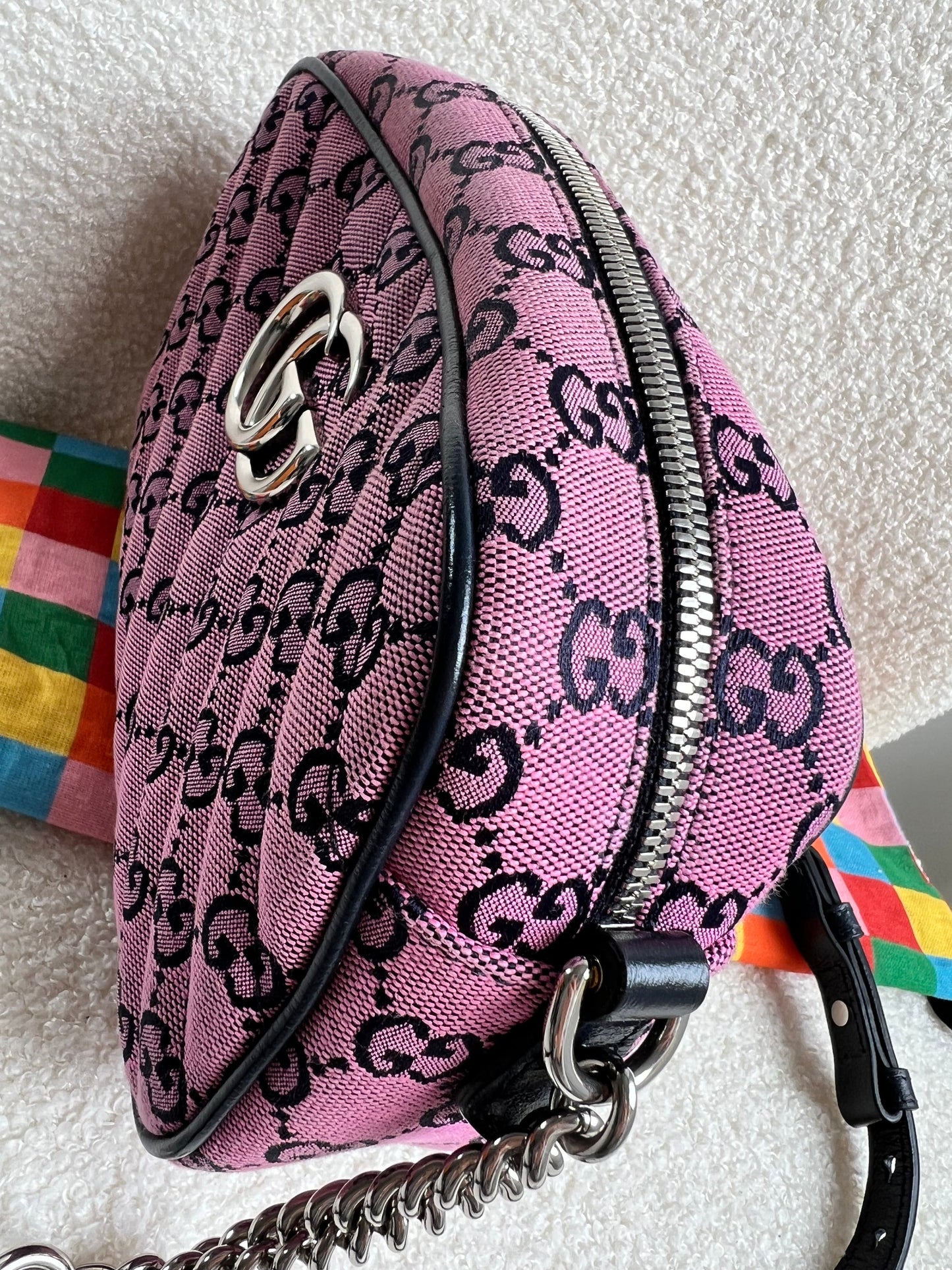 Gucci GG Marmont Pink Canvas Small Shoulder Bag (RRP £1050)