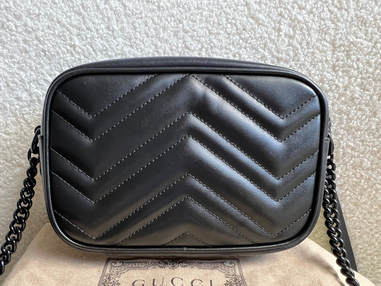 Gucci GG Black on Black Marmont Mini Shoulder Bag (RRP £1,160)