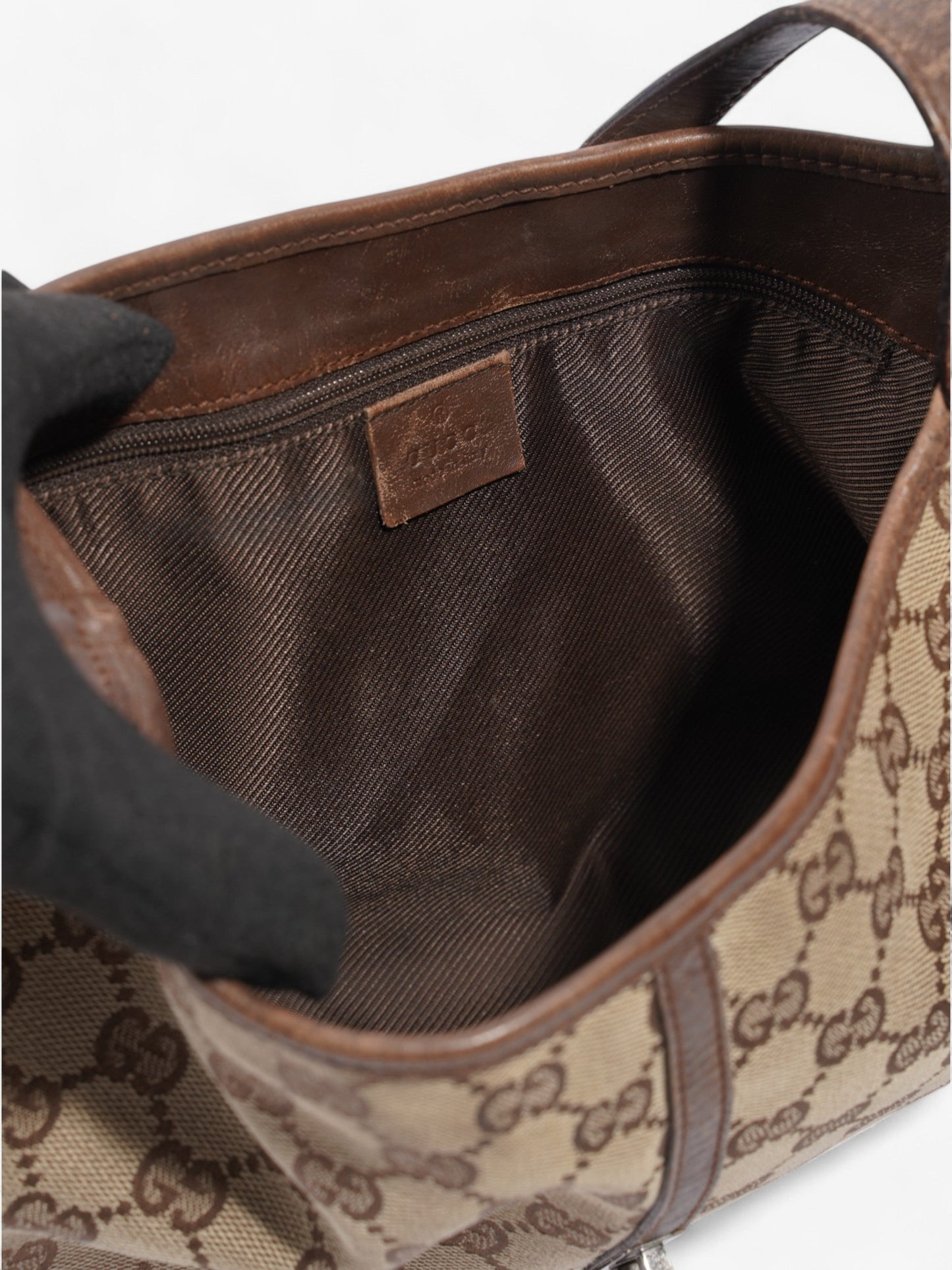 Gucci Vintage Jackie GG Supreme / Brown Canvas Small