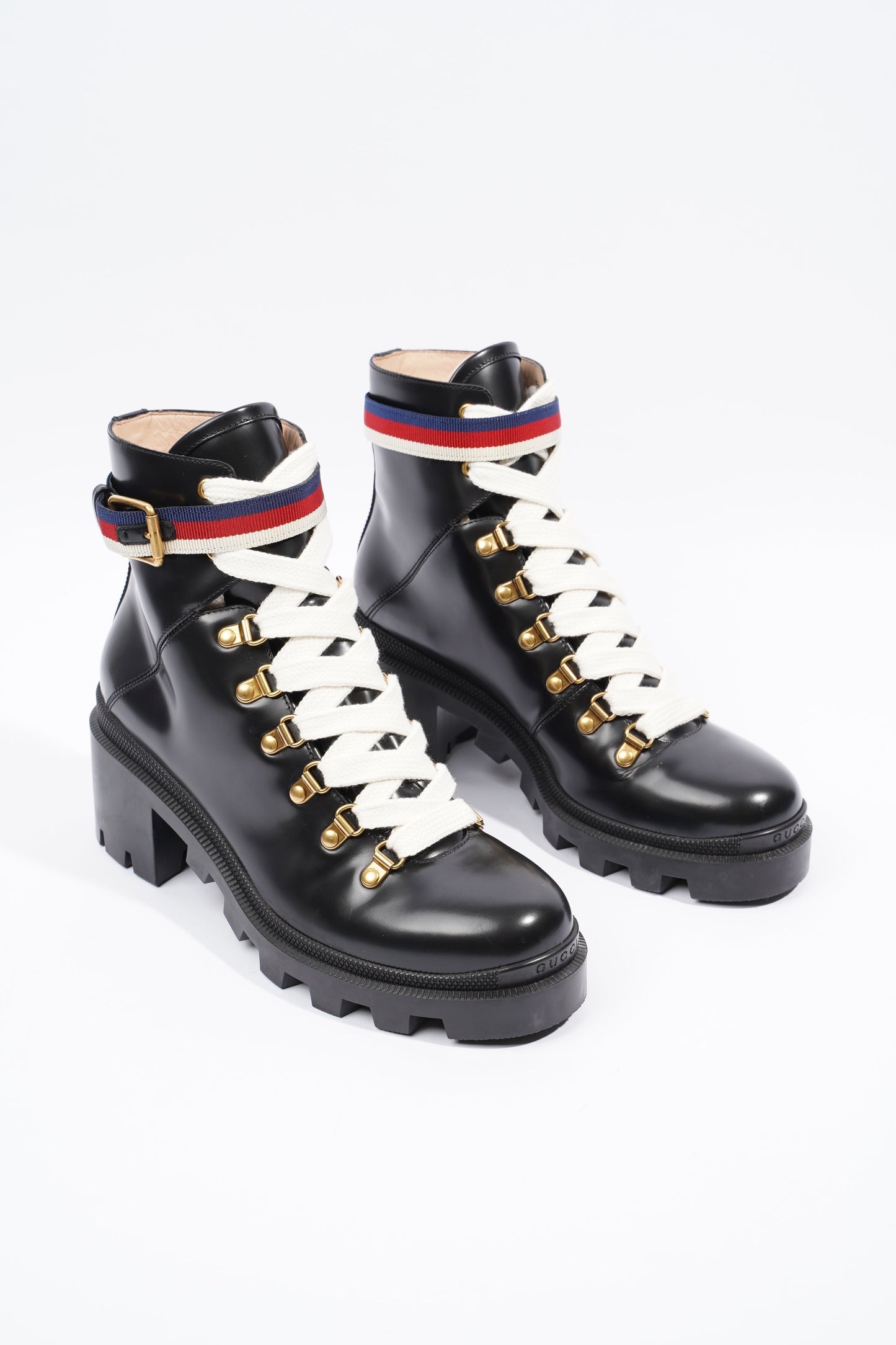 Gucci Sylvie Web Black / White Leather EU 39.5 UK 6.5