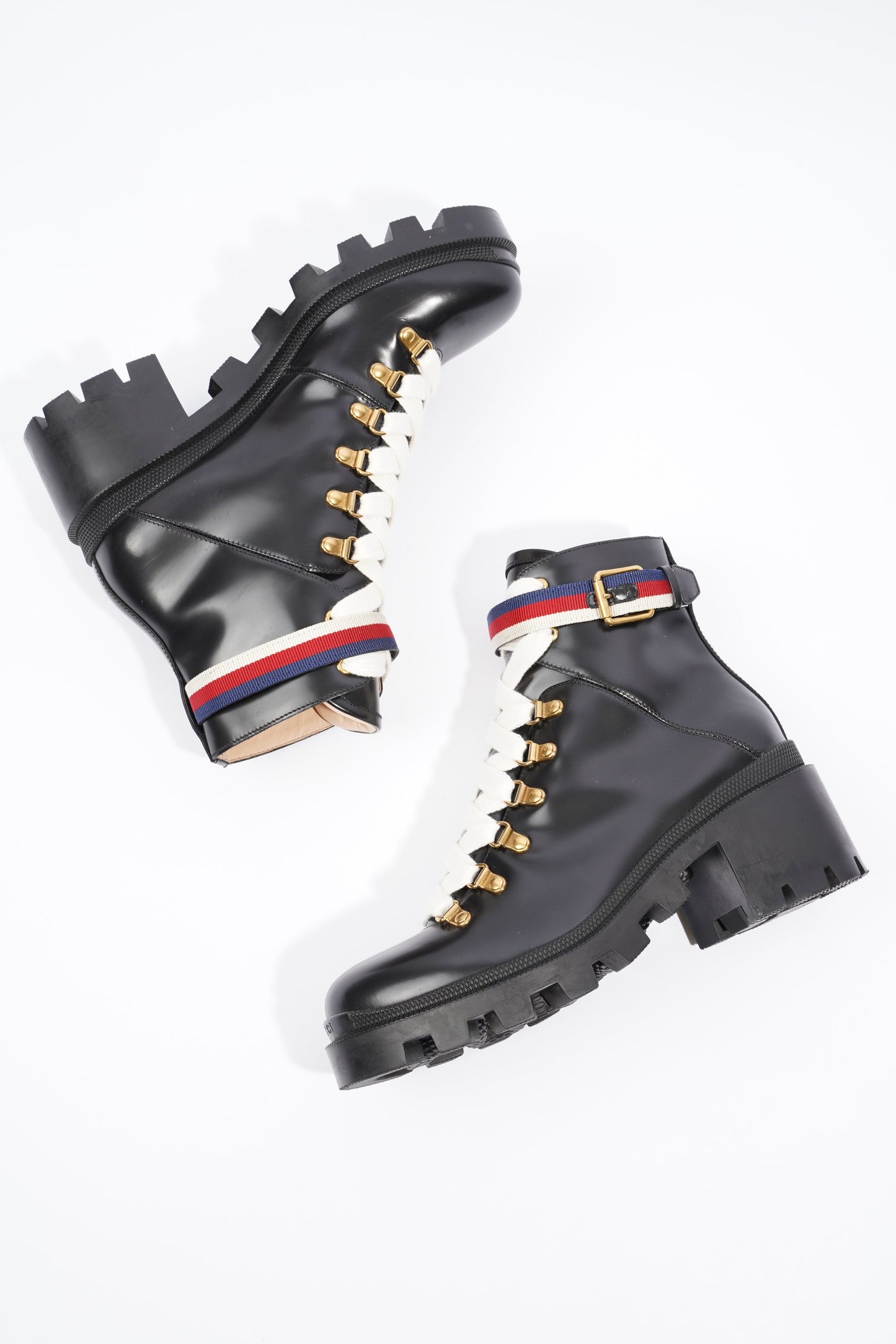 Gucci Sylvie Web Black / White Leather EU 39.5 UK 6.5