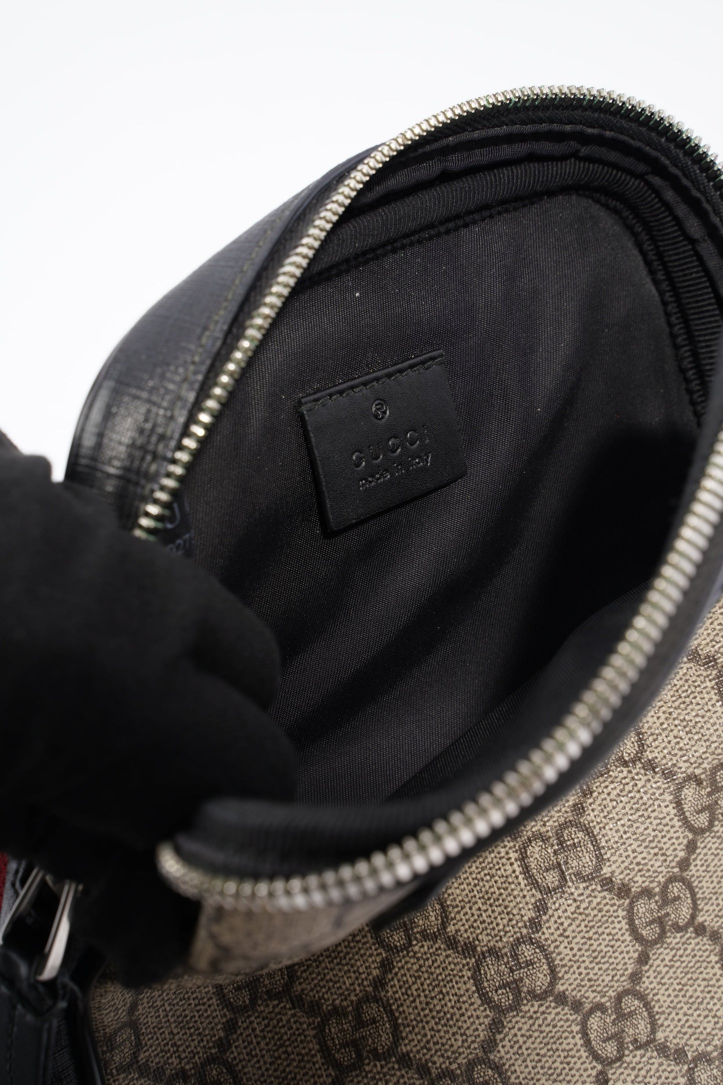 Gucci GG Supreme Monogram Web Belt Bag Black Monogram Canvas