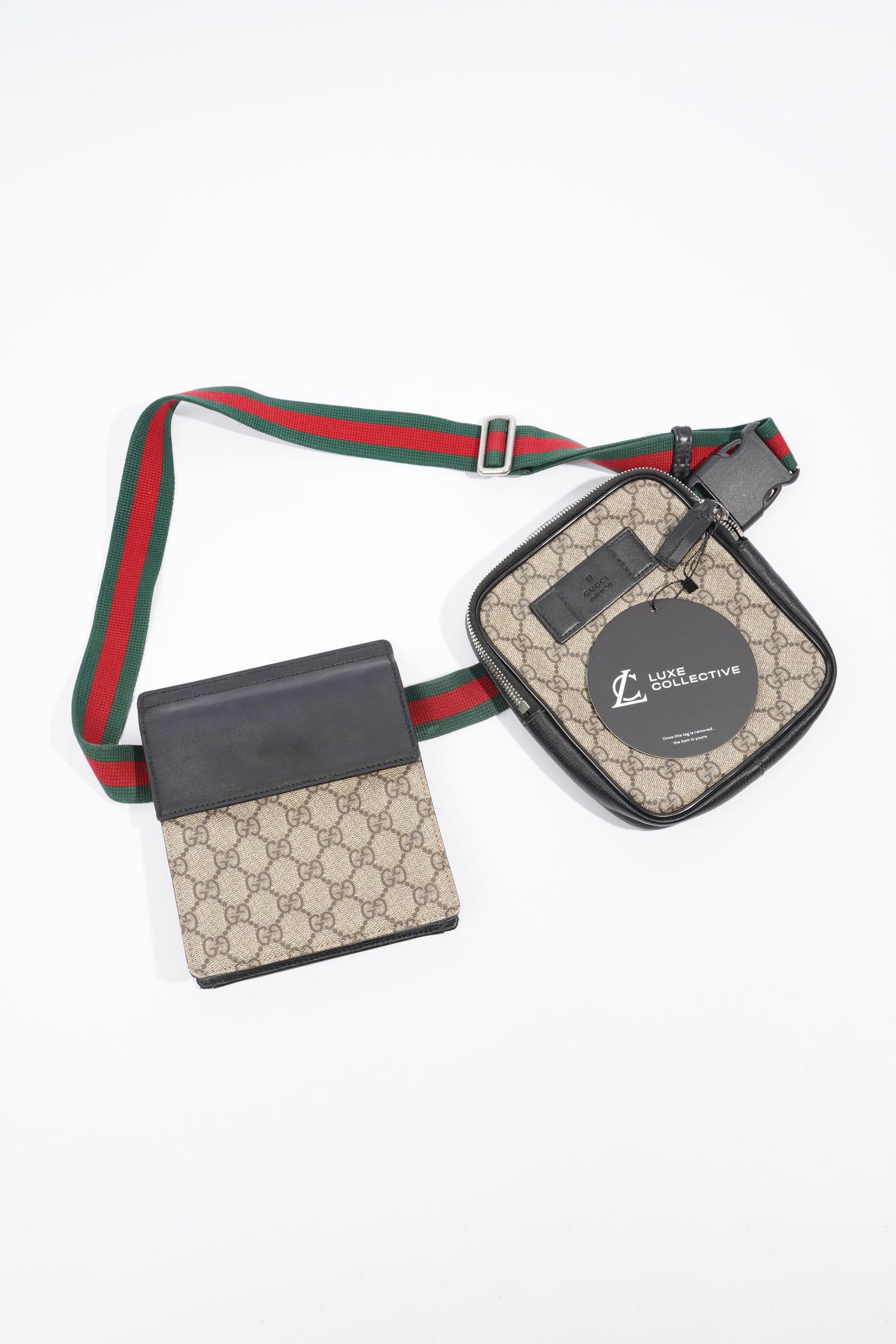 Gucci GG Supreme Monogram Web Belt Bag Black Monogram Canvas