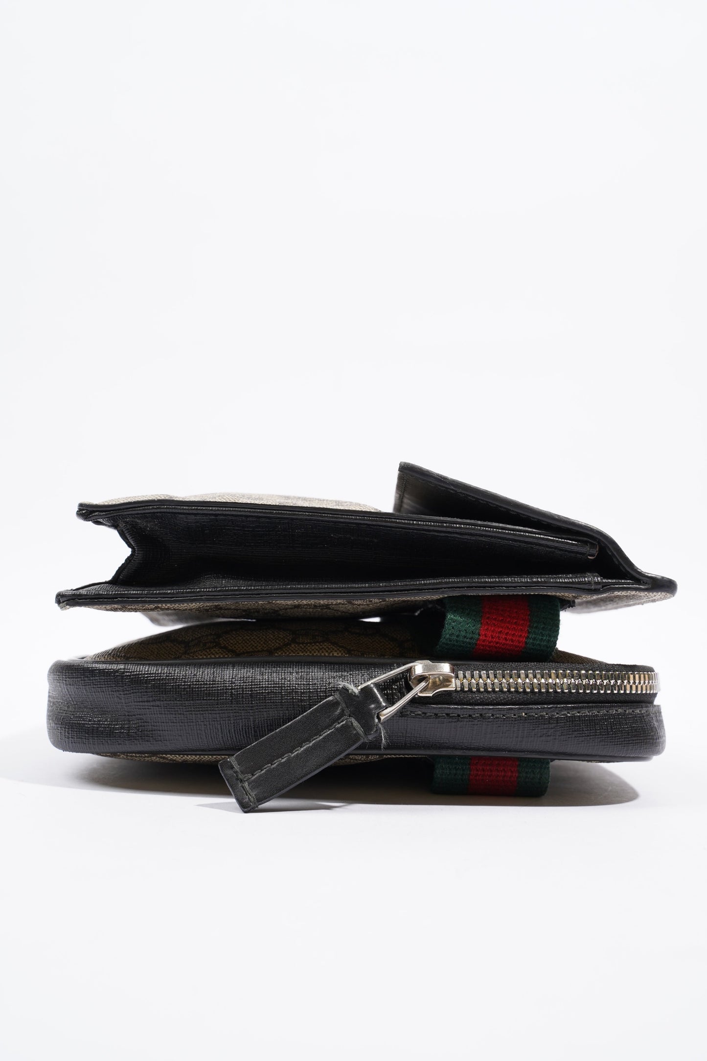 Gucci GG Supreme Monogram Web Belt Bag Black Monogram Canvas