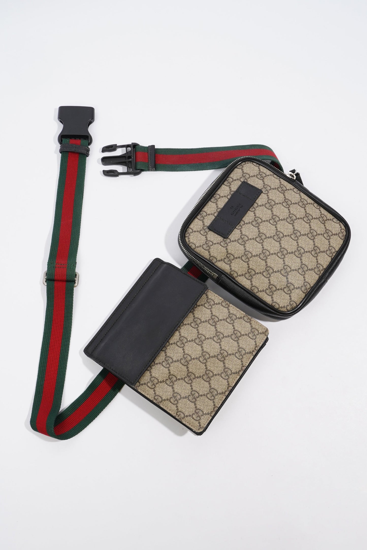 Gucci GG Supreme Monogram Web Belt Bag Black Monogram Canvas