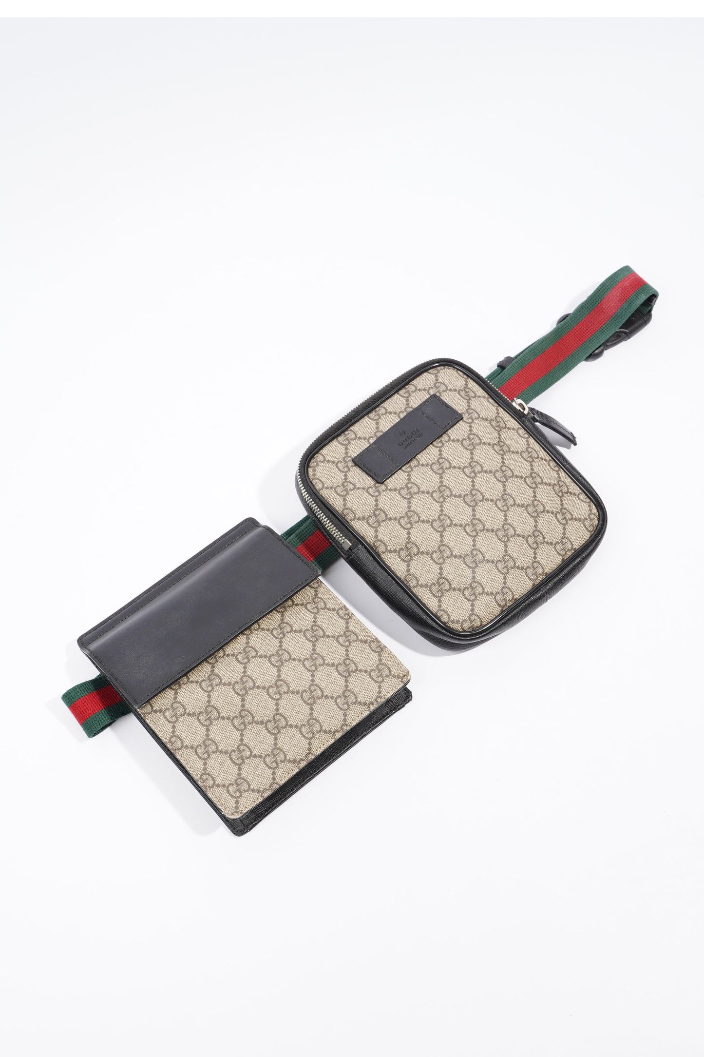 Gucci GG Supreme Monogram Web Belt Bag Black Monogram Canvas