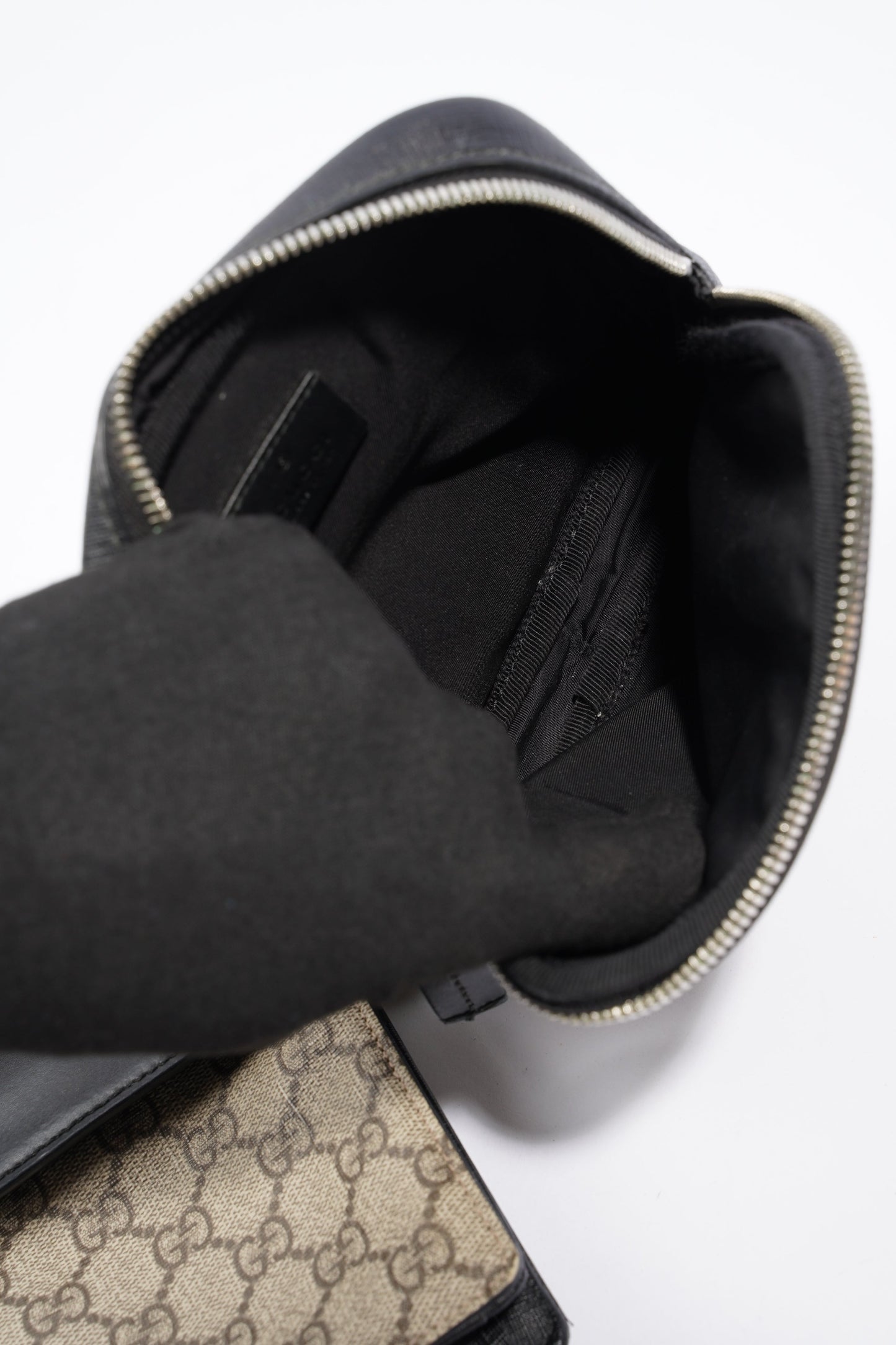 Gucci GG Supreme Monogram Web Belt Bag Black Monogram Canvas