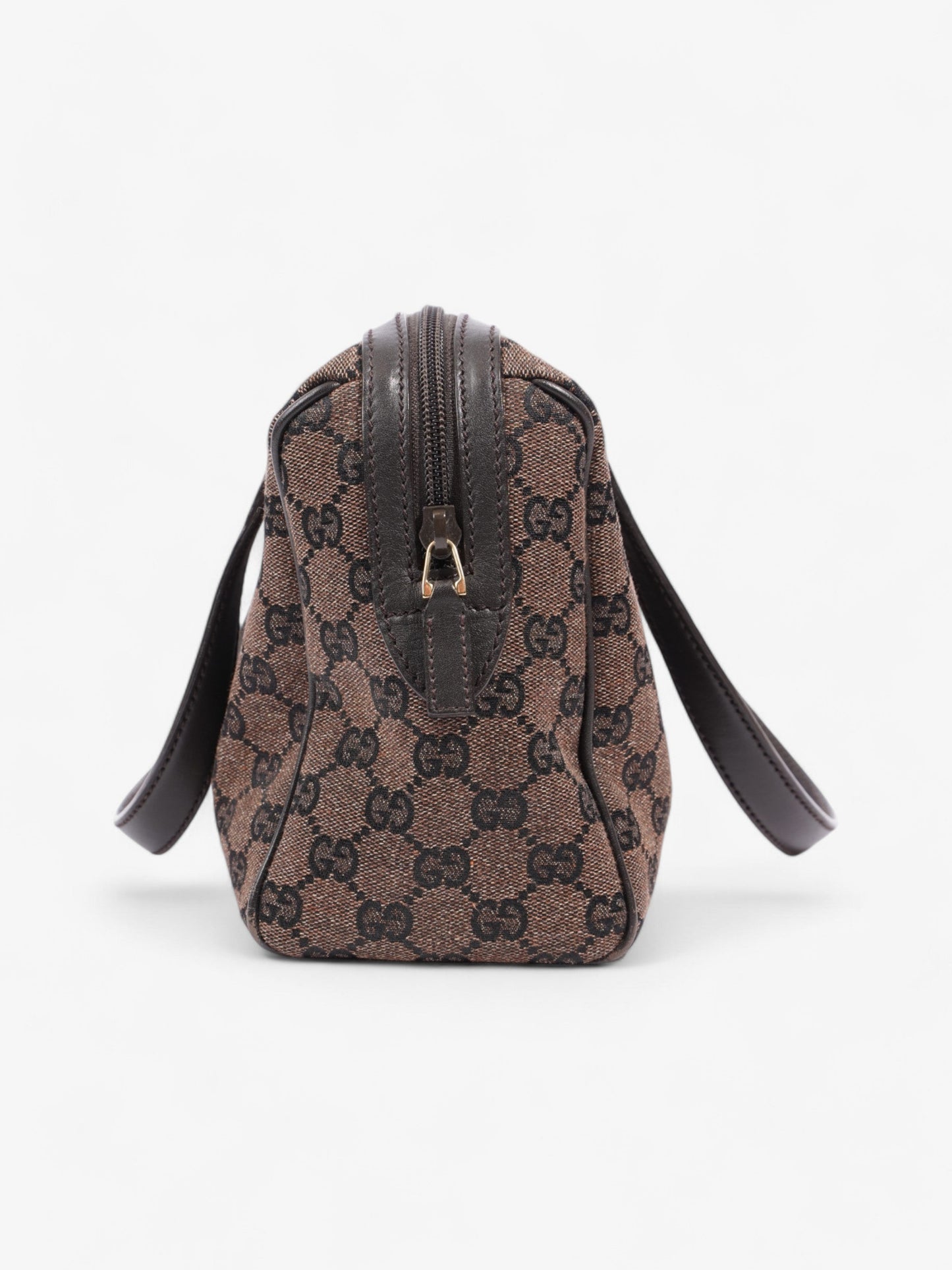 Gucci Gucci Denim Monogram Small Duffle Bag Dark Brown Brown Canvas