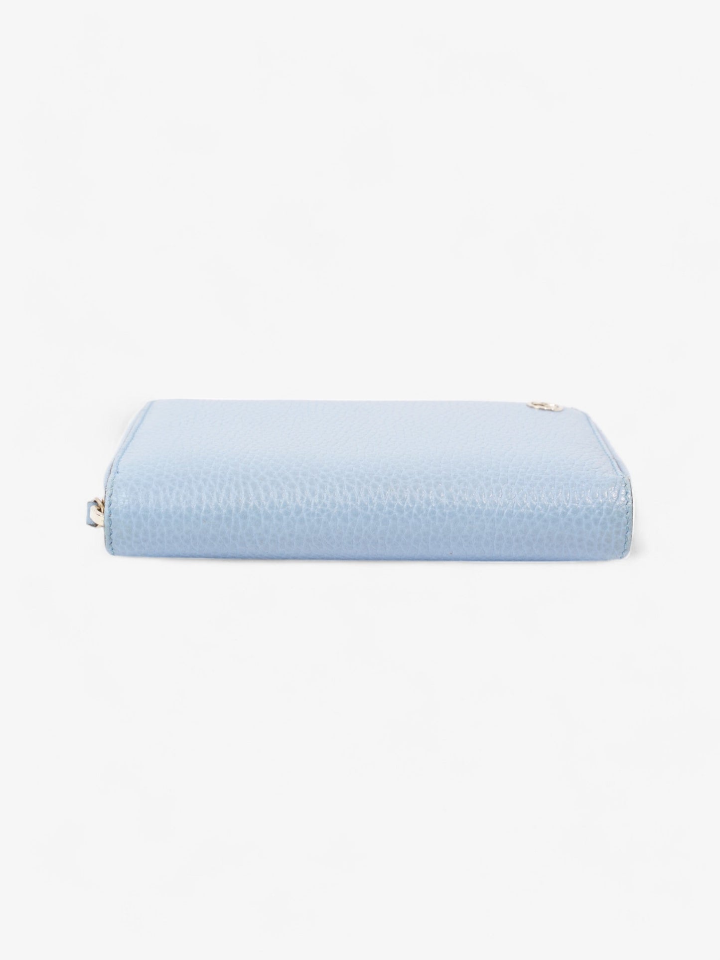 Gucci Zip Around Wallet Light Blue / Light Gold Leather Medium