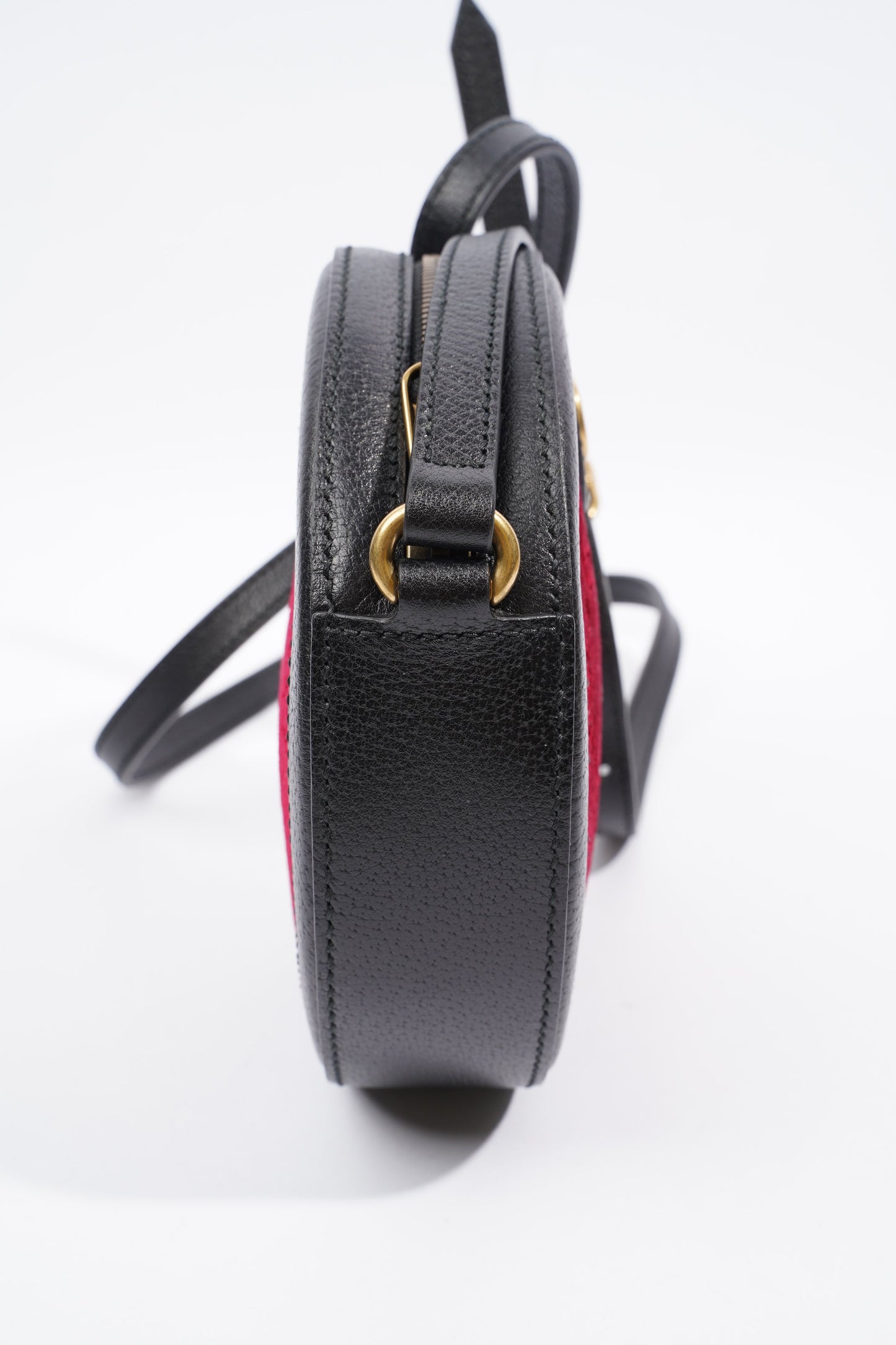 Gucci GG Round Shoulder Bag Black / Burgundy Velvet