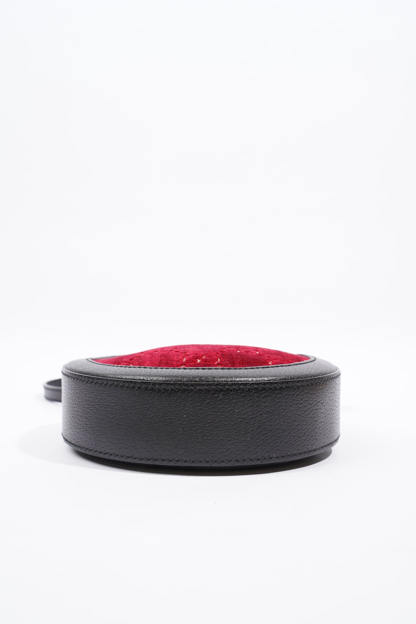 Gucci GG Round Shoulder Bag Black / Burgundy Velvet
