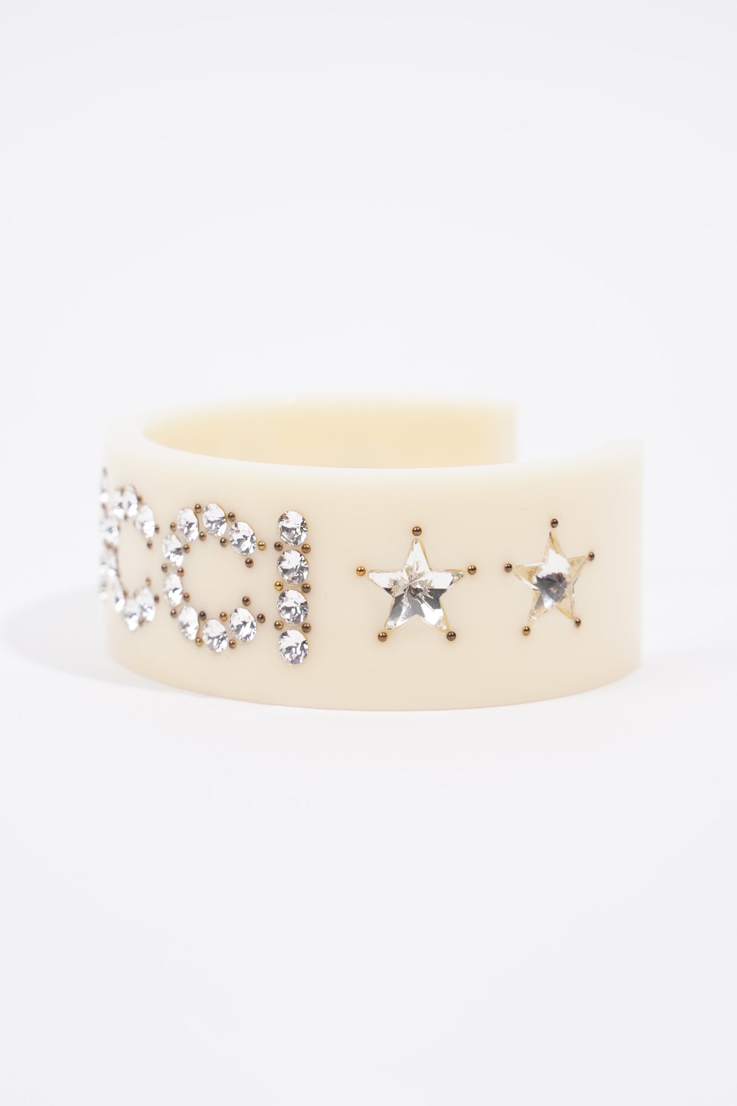 Gucci Crystal Cuff Cream / Silver Rhinestone Large