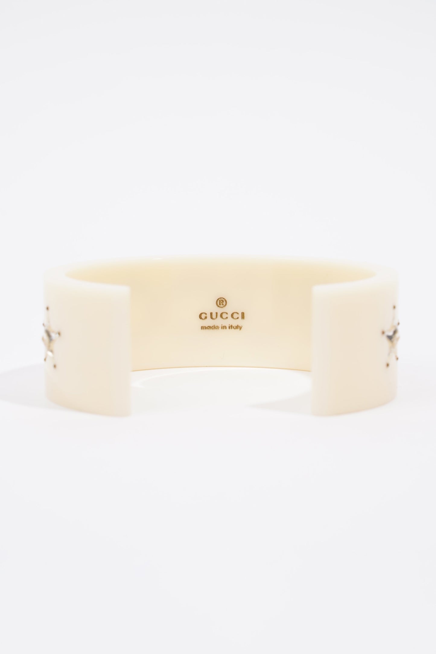 Gucci Crystal Cuff Cream / Silver Rhinestone Large