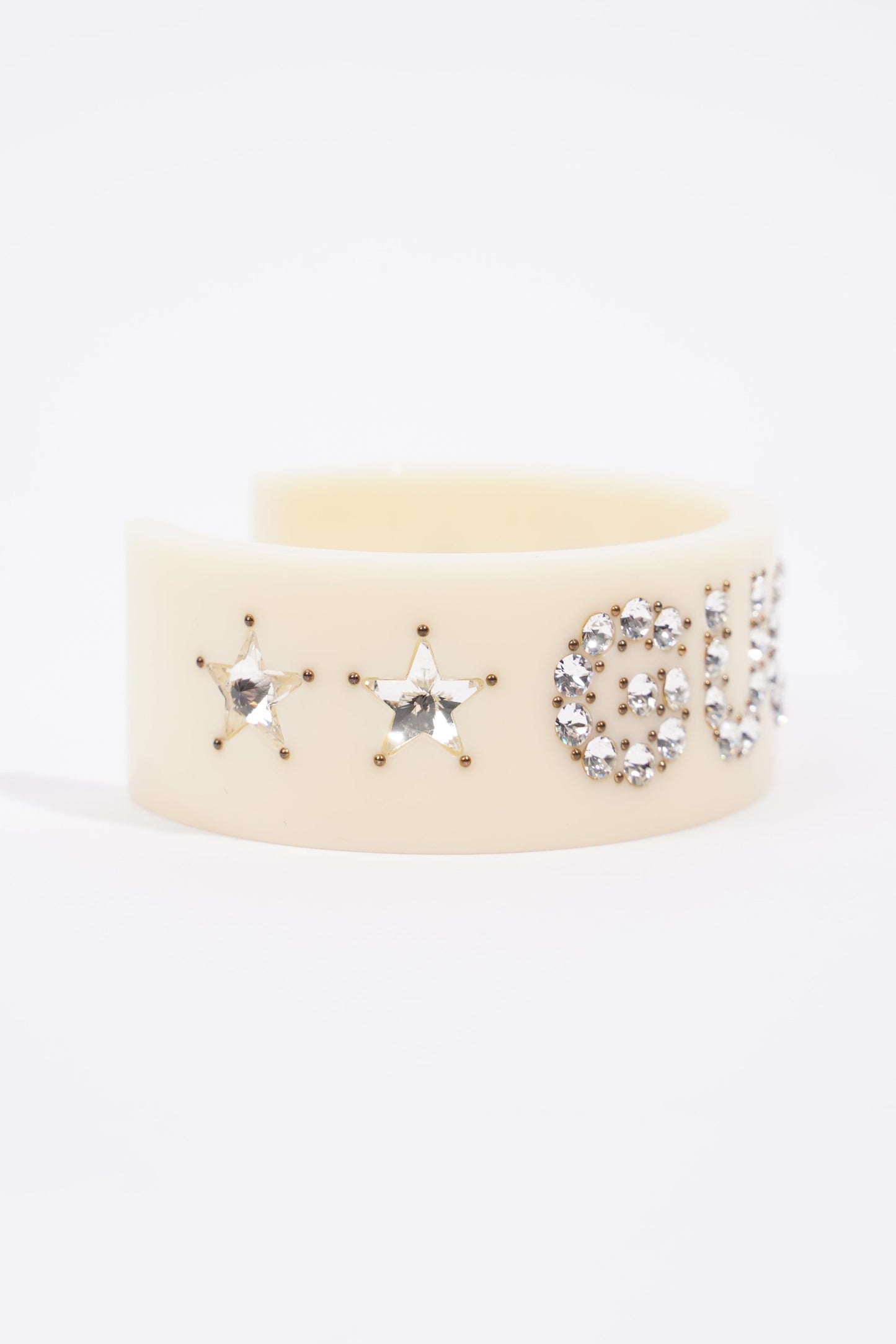 Gucci Crystal Cuff Cream / Silver Rhinestone Large