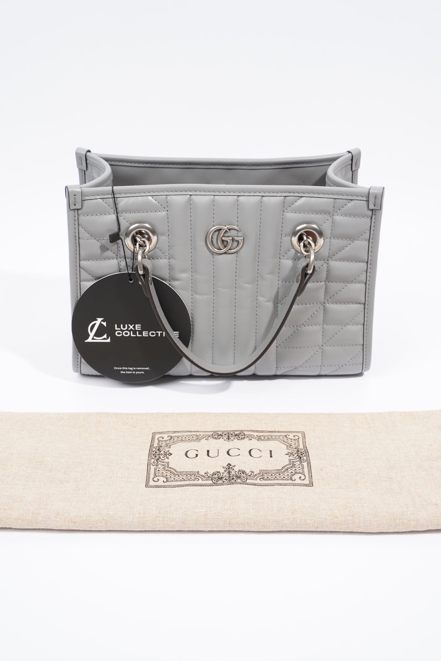 Gucci GG Marmont Tote Bag Grey Leather Small