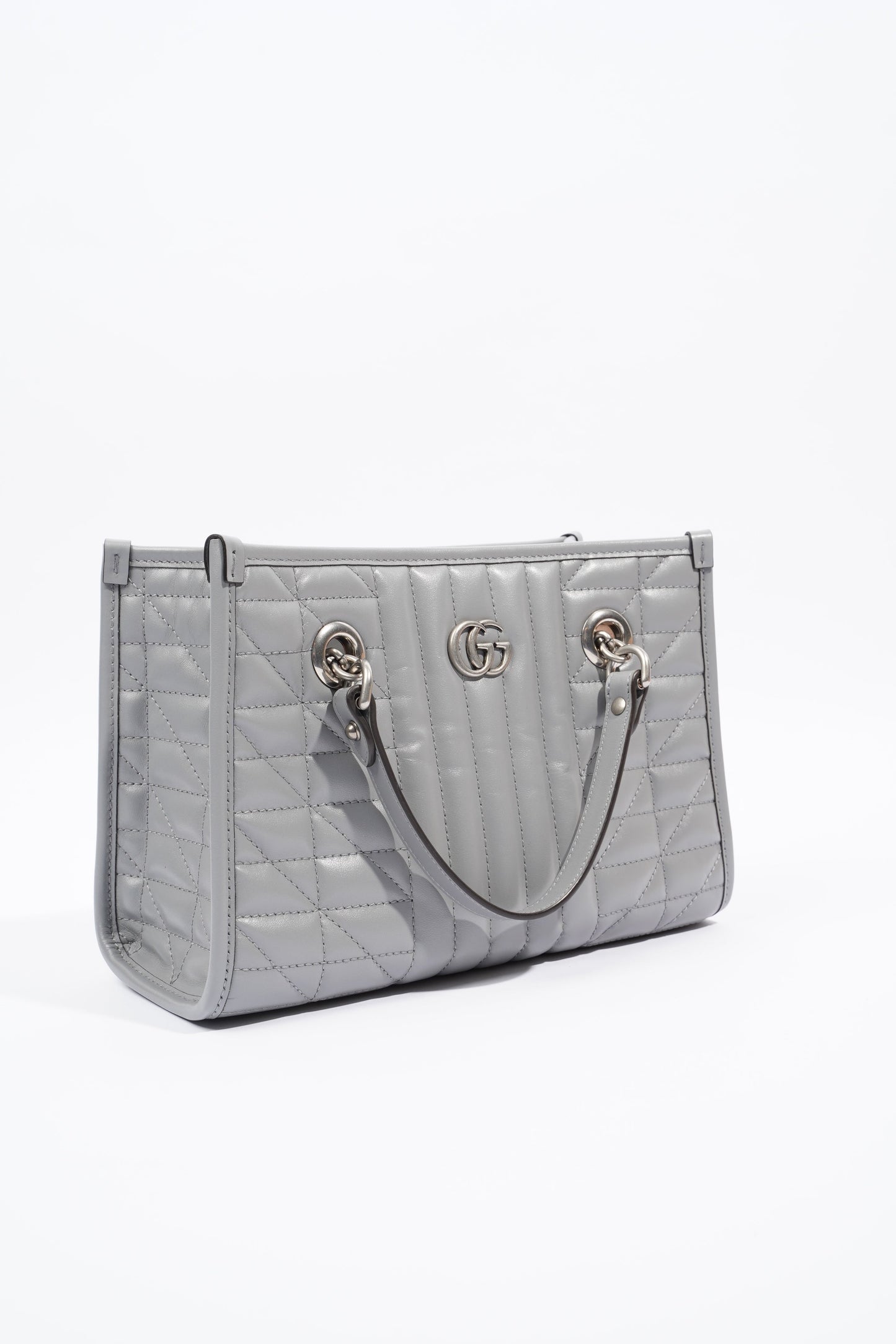 Gucci GG Marmont Tote Bag Grey Leather Small