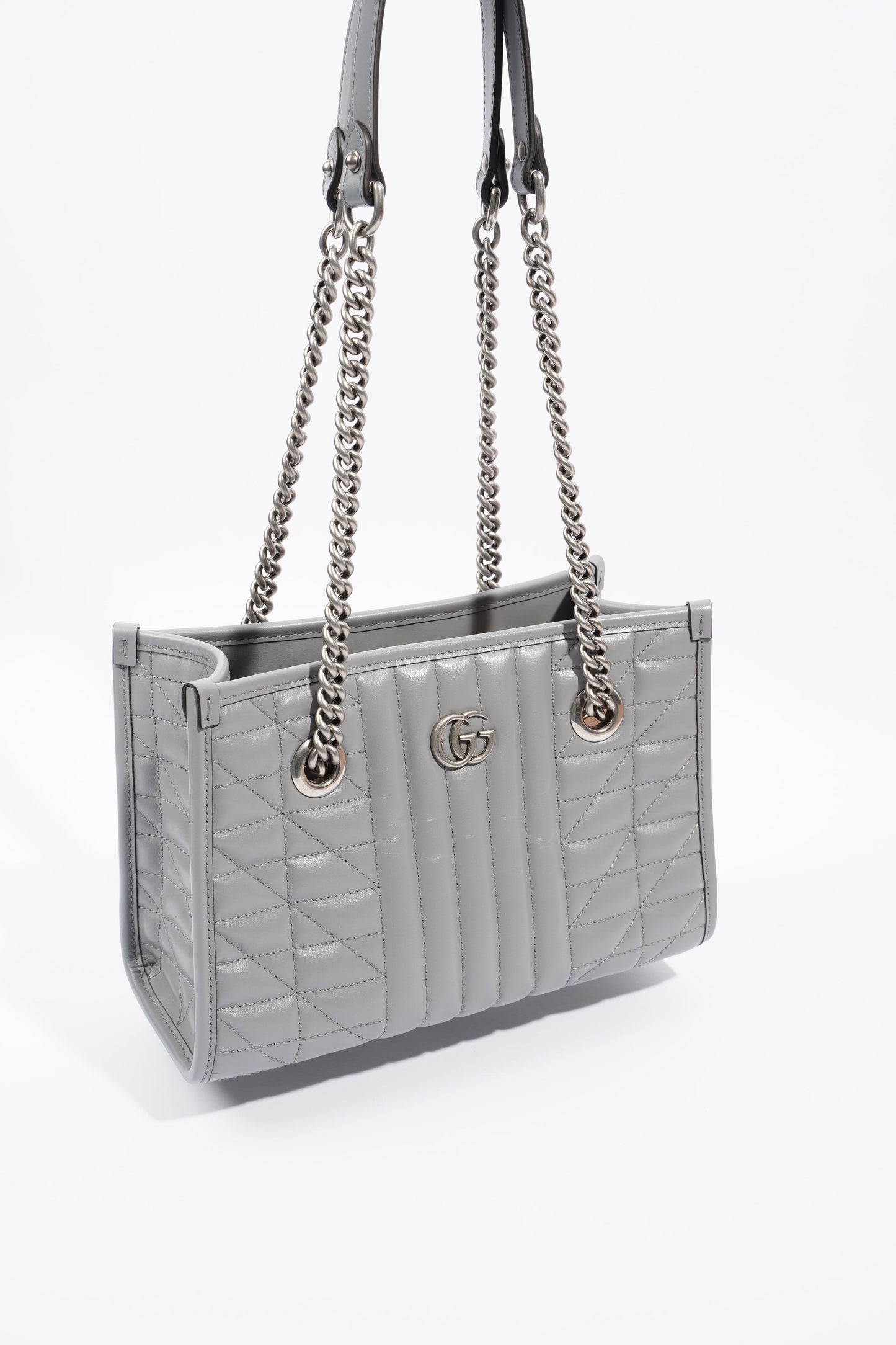 Gucci GG Marmont Tote Bag Grey Leather Small
