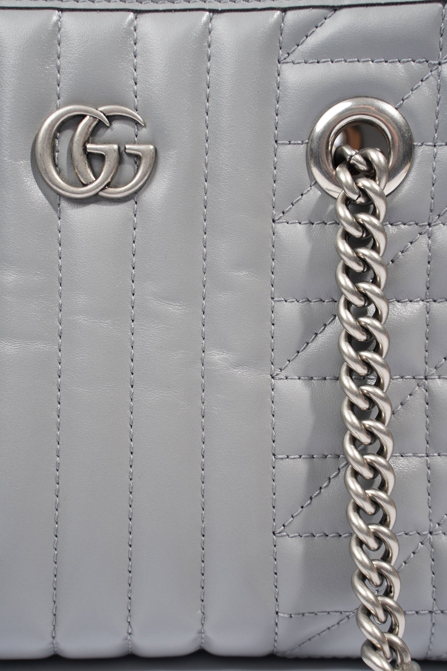 Gucci GG Marmont Tote Bag Grey Leather Small