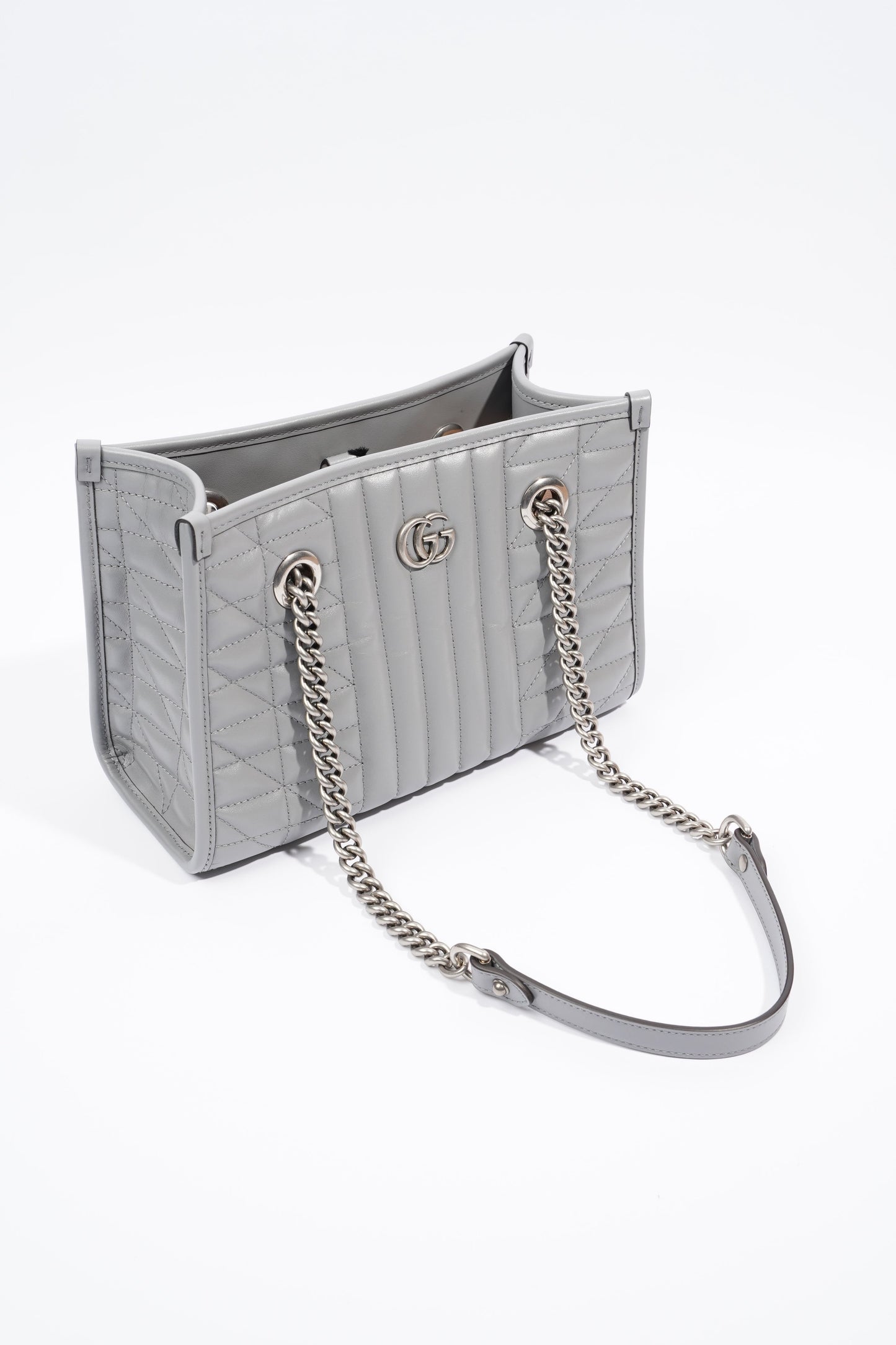 Gucci GG Marmont Tote Bag Grey Leather Small