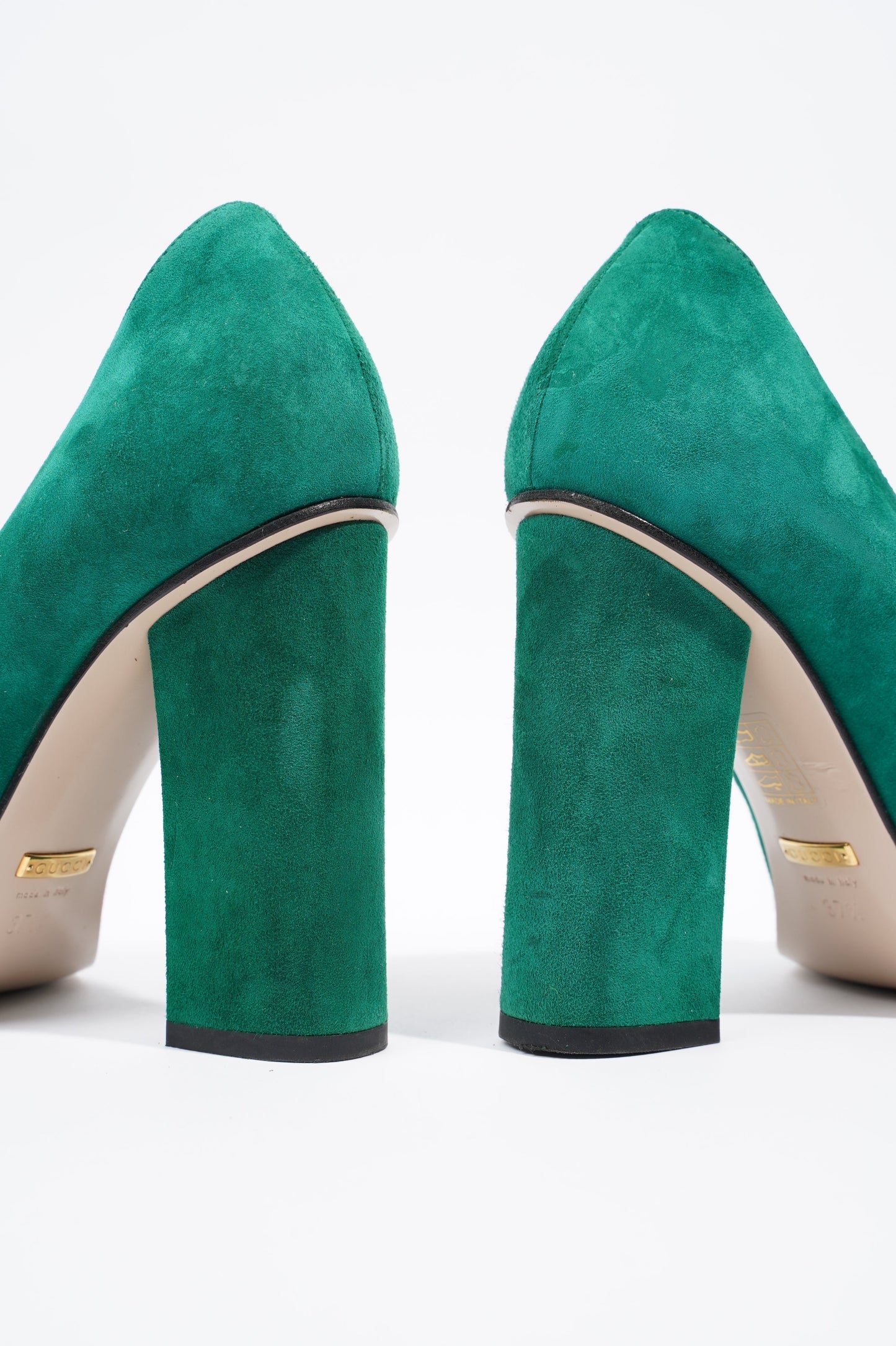 Gucci Fringed High Heel Pump Green Suede EU 37.5 UK 4.5