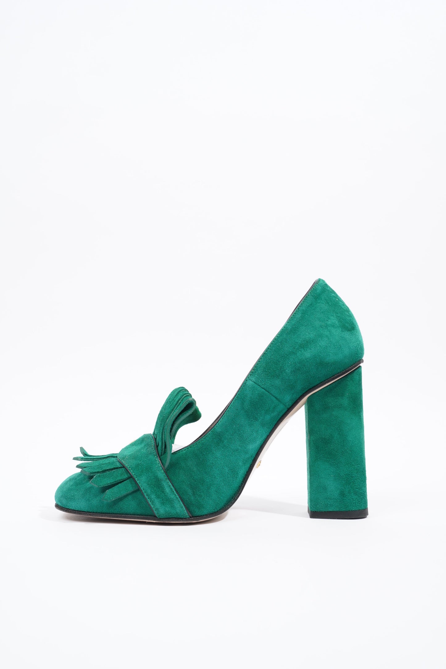 Gucci Fringed High Heel Pump Green Suede EU 37.5 UK 4.5