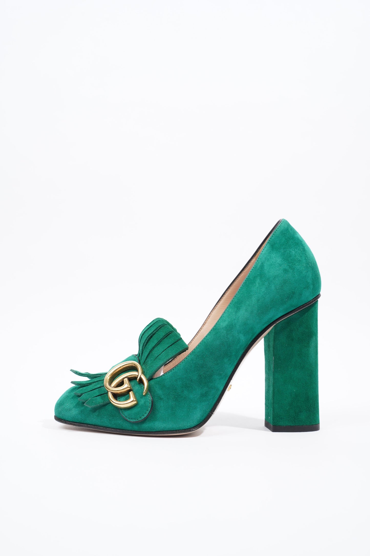 Gucci Fringed High Heel Pump Green Suede EU 37.5 UK 4.5