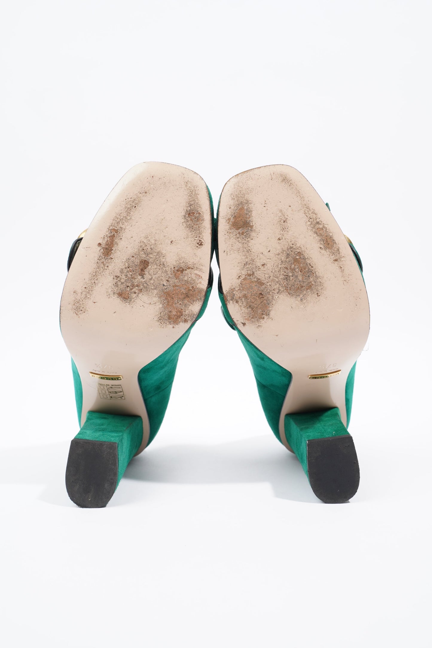 Gucci Fringed High Heel Pump Green Suede EU 37.5 UK 4.5
