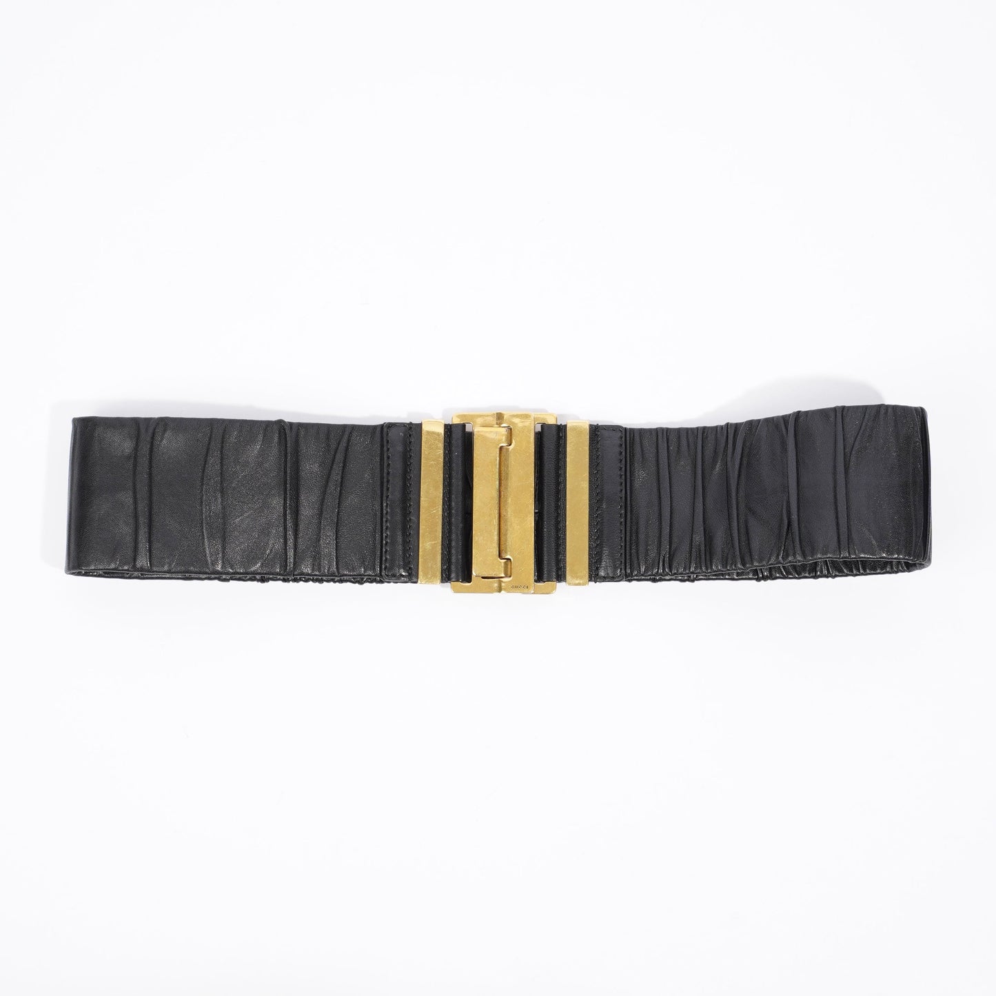 Gucci Pleat Belt Black Leather 80cm 32"