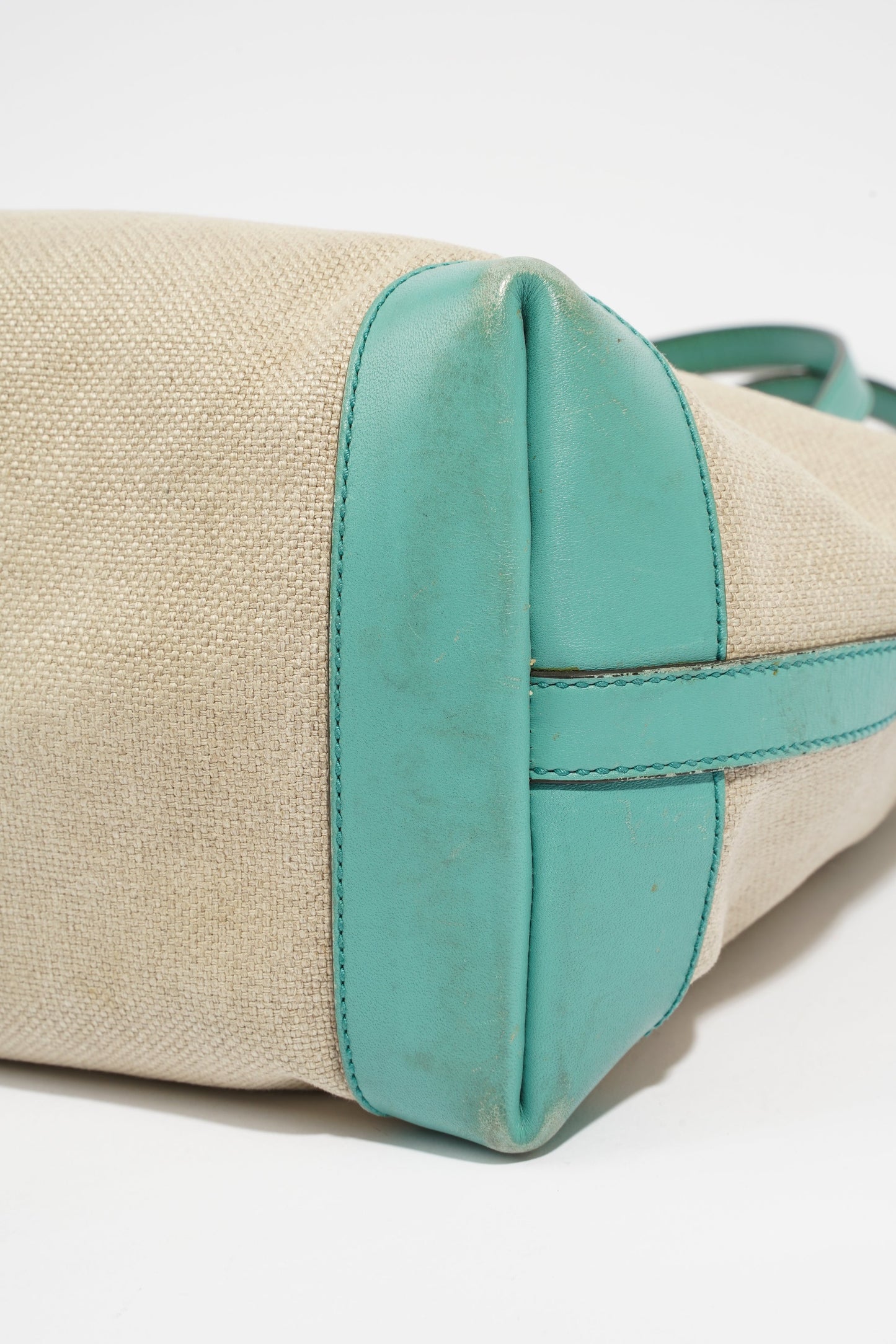 Gucci Capri Tote Bag Beige / Turquoise Canvas