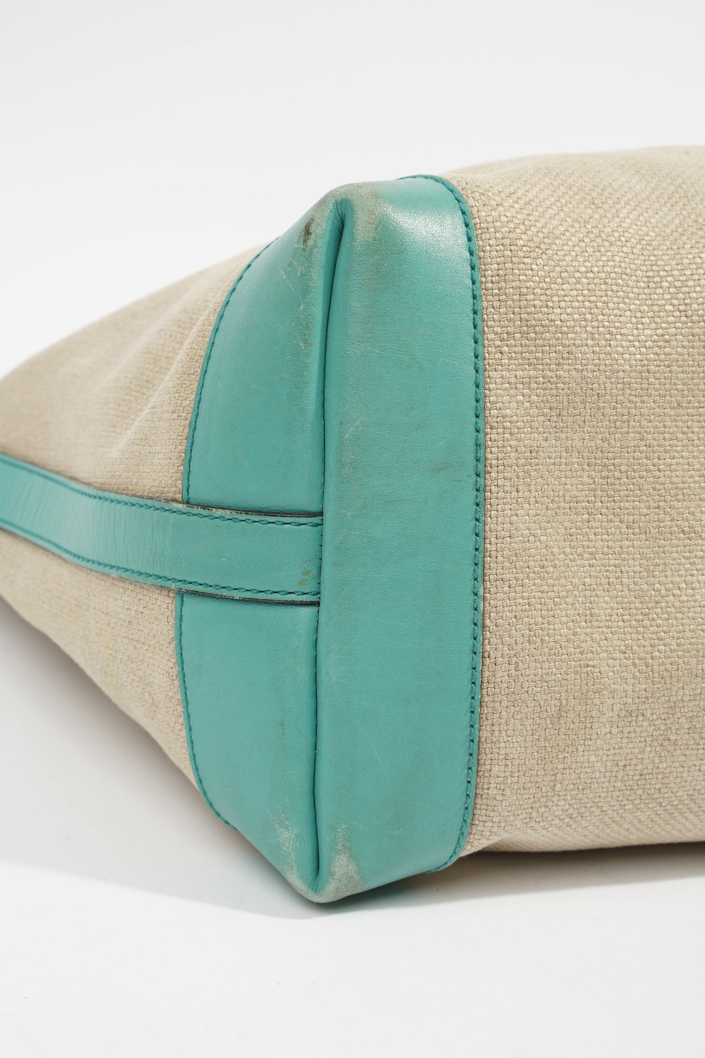 Gucci Capri Tote Bag Beige / Turquoise Canvas