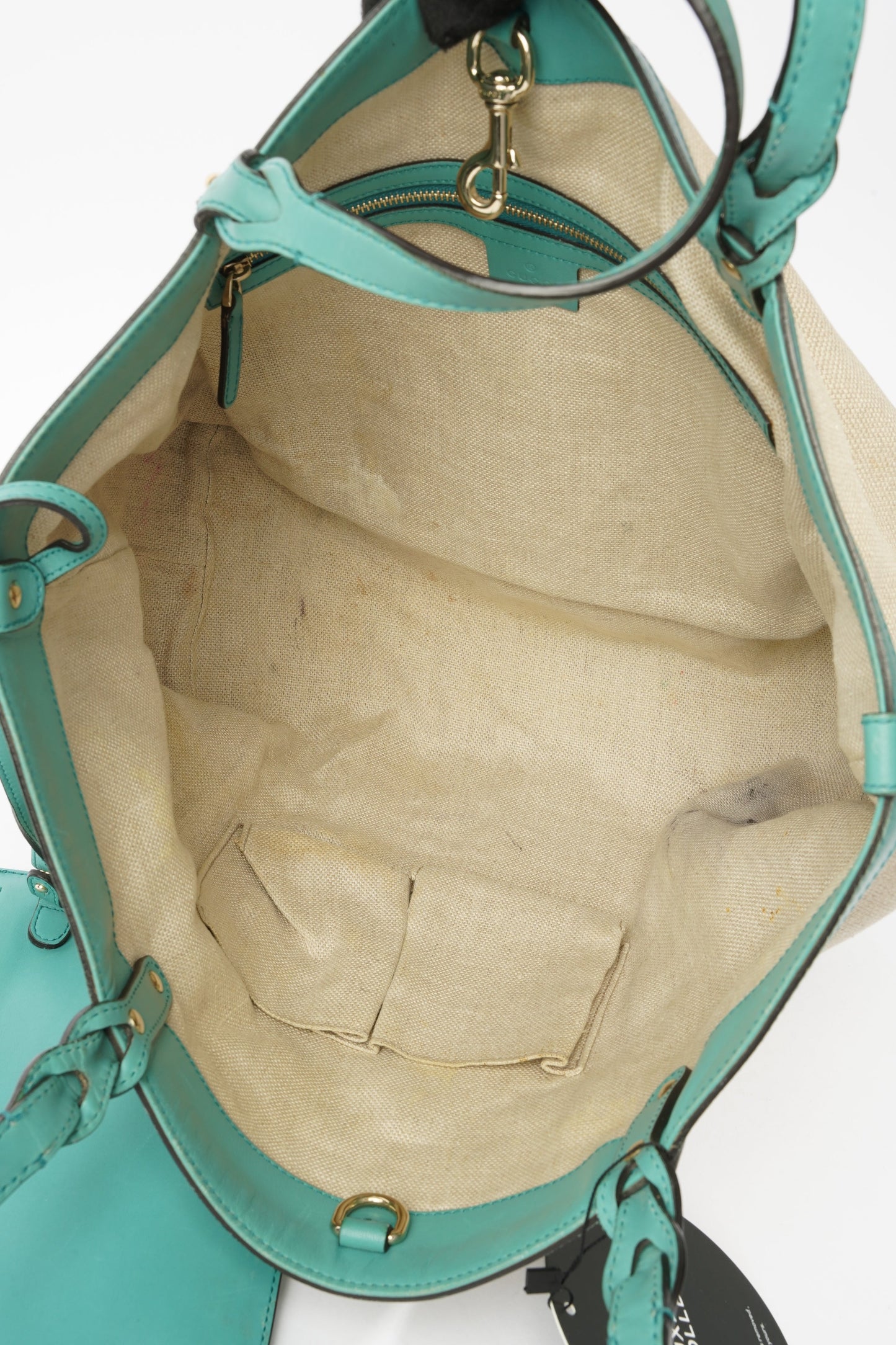 Gucci Capri Tote Bag Beige / Turquoise Canvas