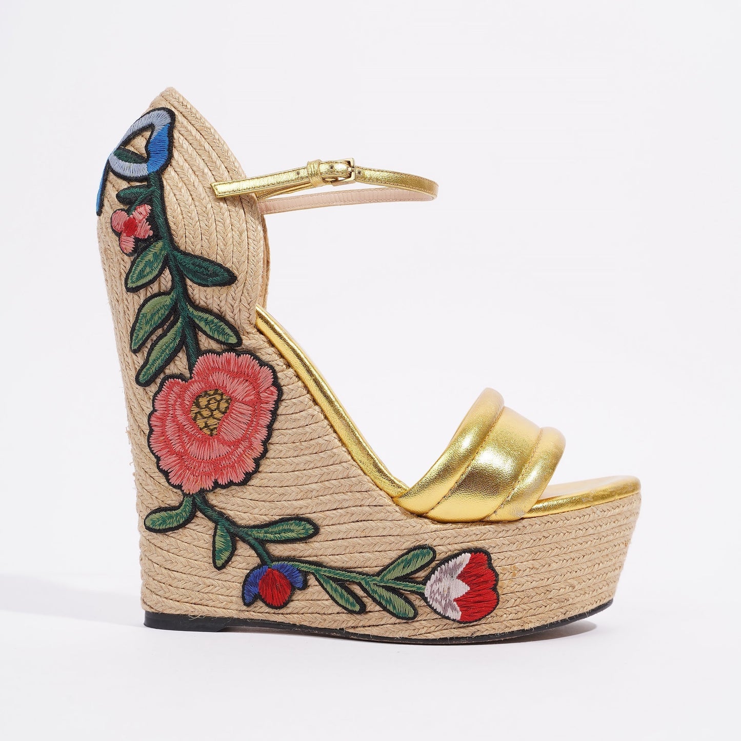 Gucci Wedge Gold Raffia EU 38.5 UK 5.5