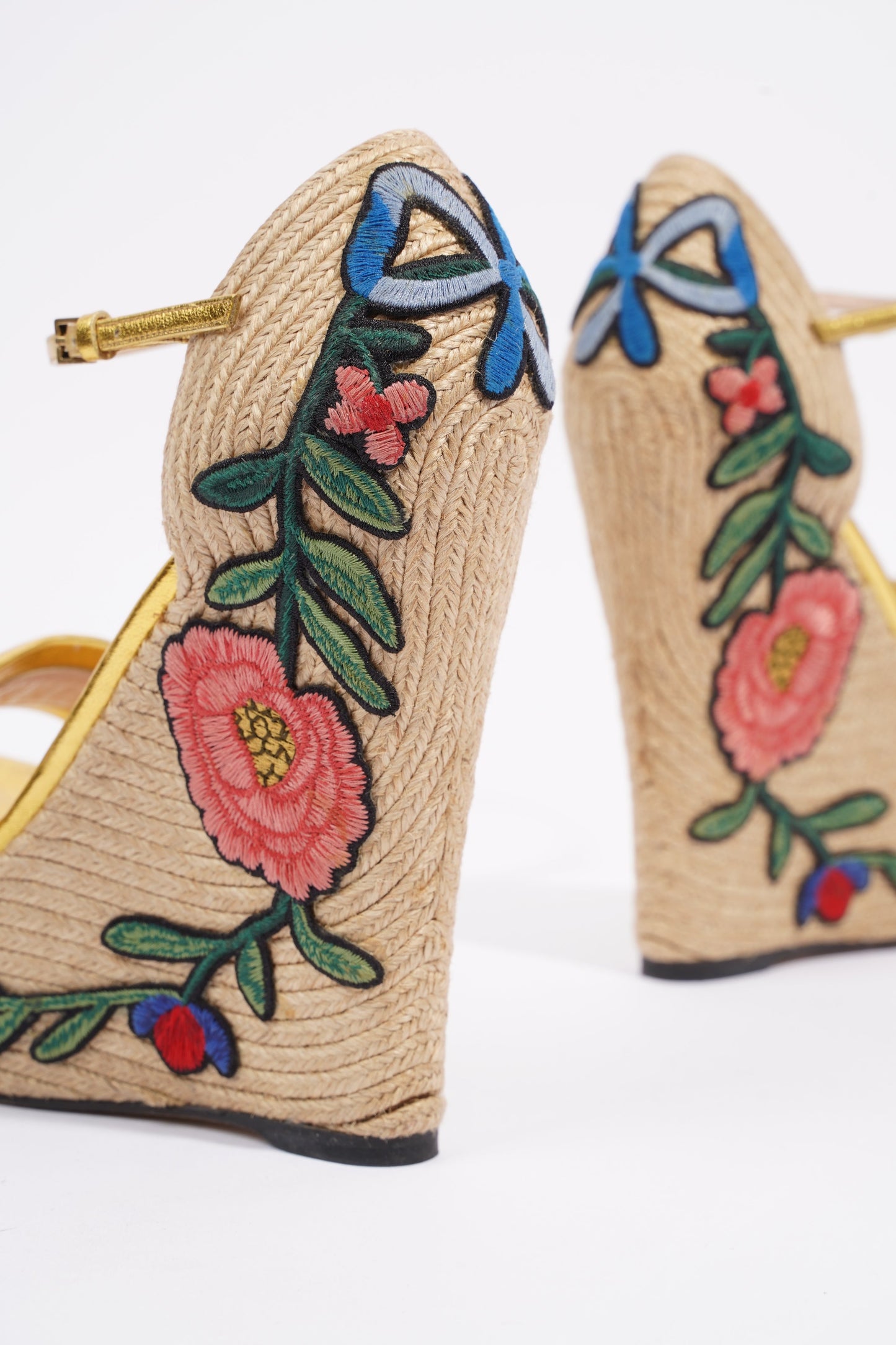 Gucci Wedge Gold Raffia EU 38.5 UK 5.5