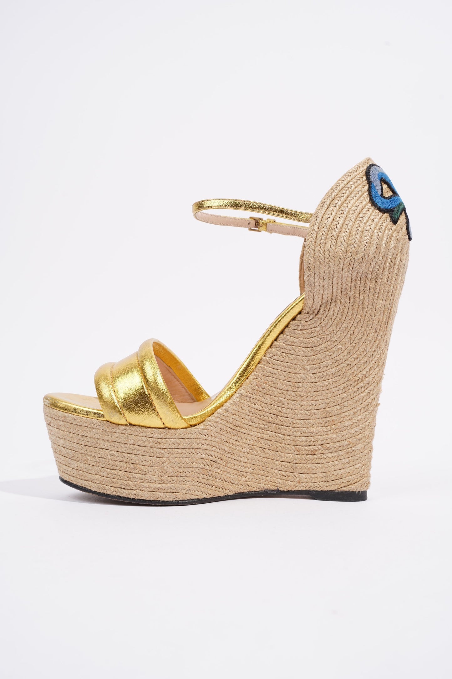 Gucci Wedge Gold Raffia EU 38.5 UK 5.5