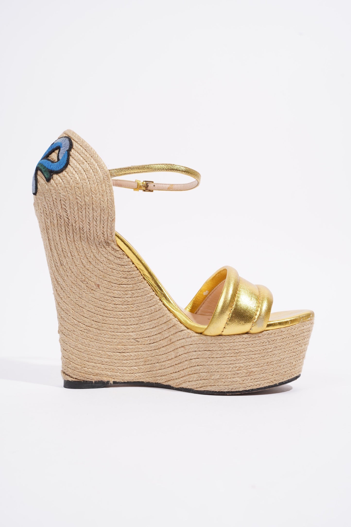 Gucci Wedge Gold Raffia EU 38.5 UK 5.5