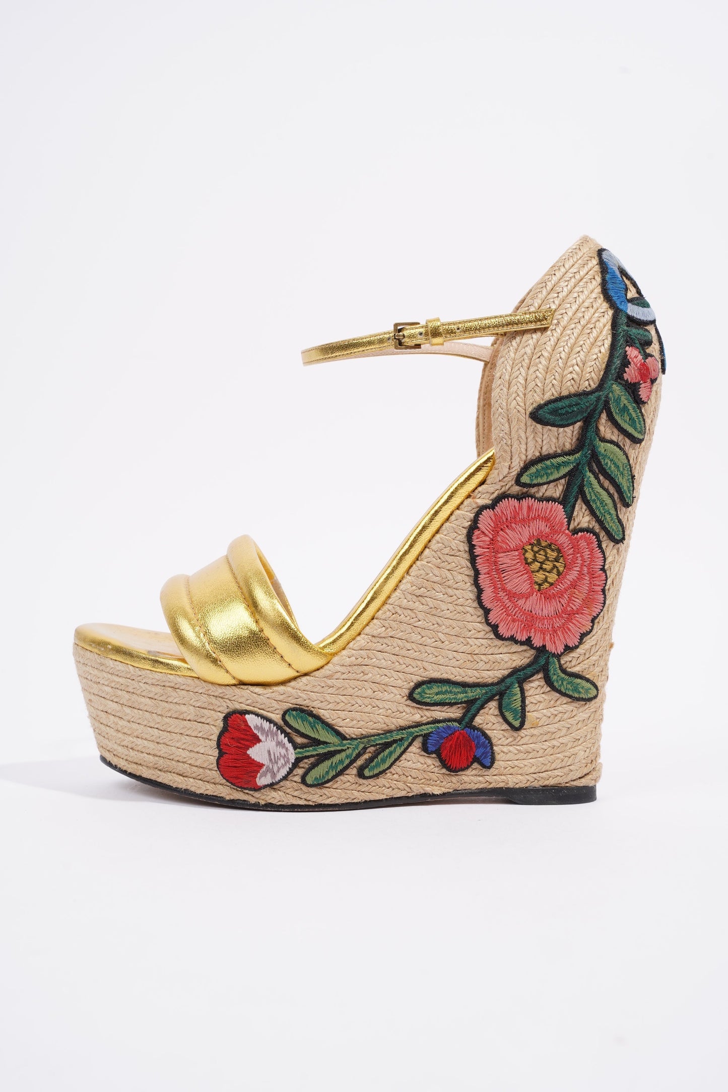 Gucci Wedge Gold Raffia EU 38.5 UK 5.5